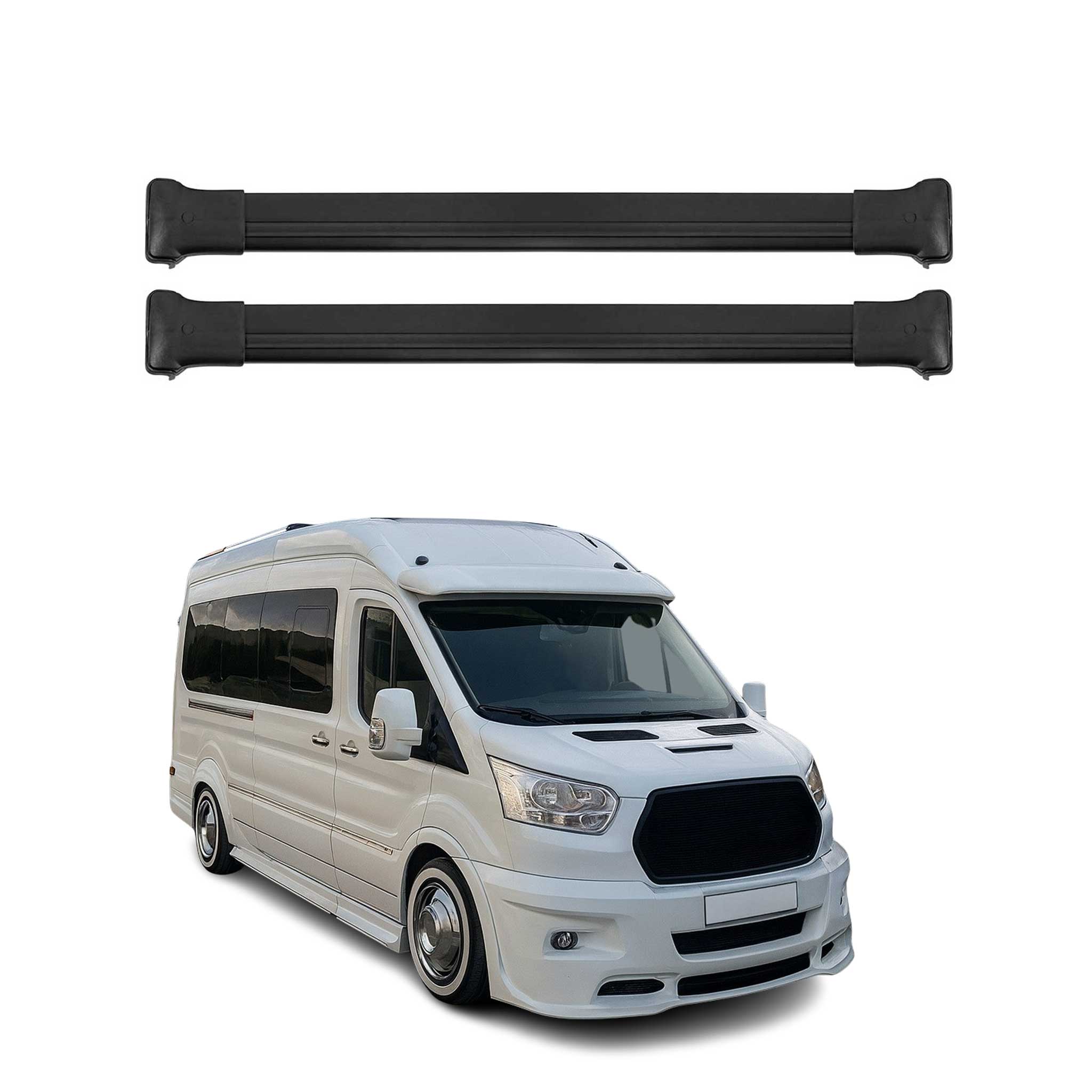 Barres de toit transversales pour Ford Transit 2015-2026 Noir Aluminium