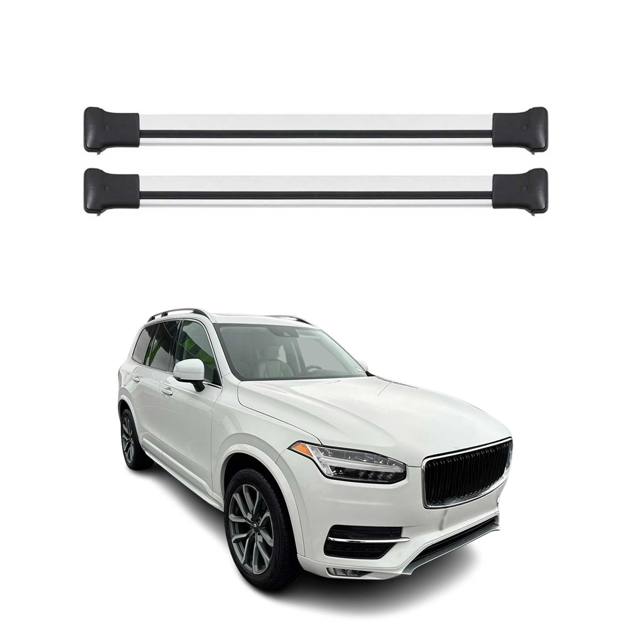 Barres de toit transversales pour Volvo XC90 II 2015-2019 Aluminium Gris 2Pcs