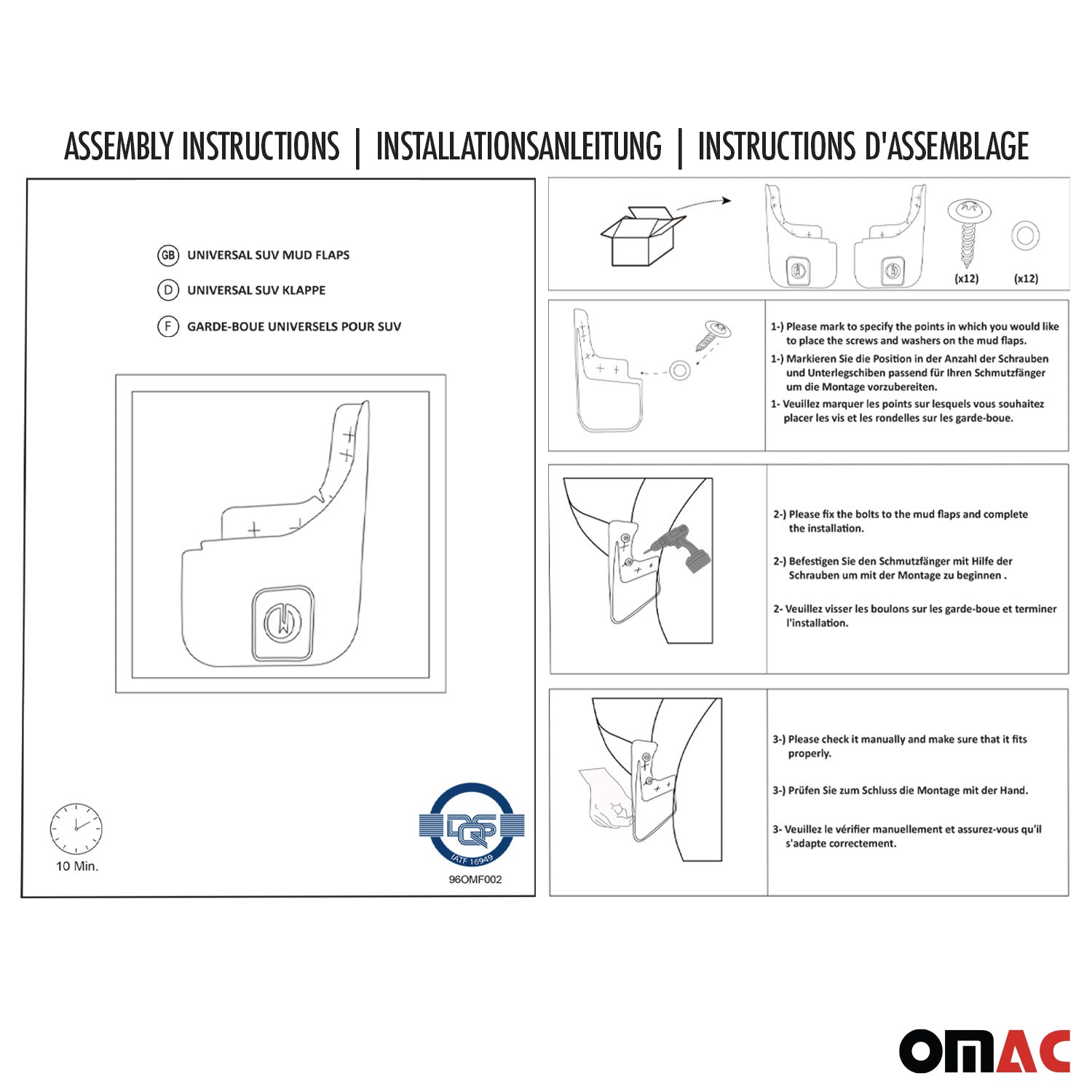 Bavettes Garde Boue pour Renualt Trafic 2014-2019 Pare-Boue Plastique Noir 2Pcs