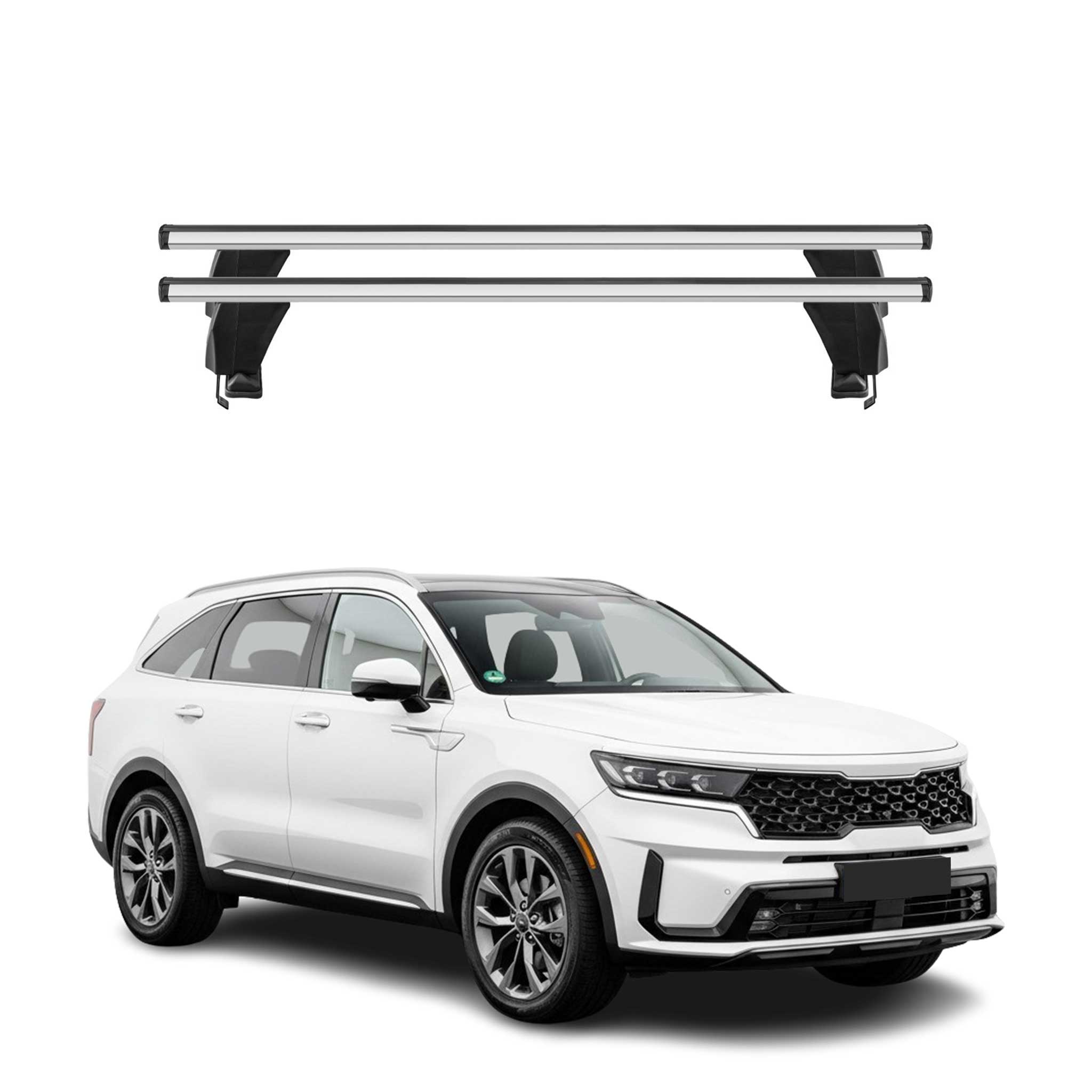 Menabo Barres de toit Transversales pour Kia Sorento 2021-2026 Alu Gris 2x
