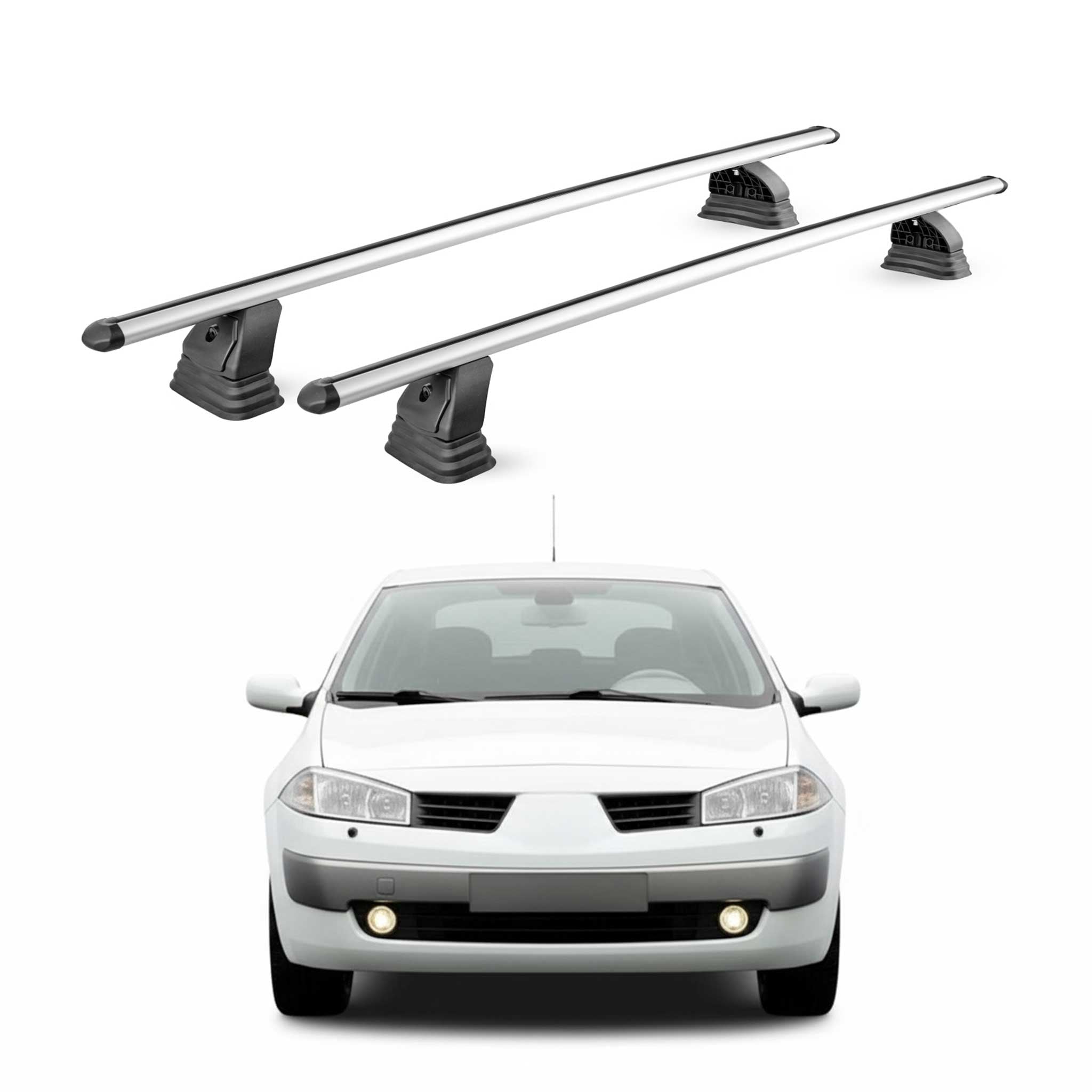 Barres de toit Alu pour Renault Megane II HB Break Berline 2003-2008 Gris 2x