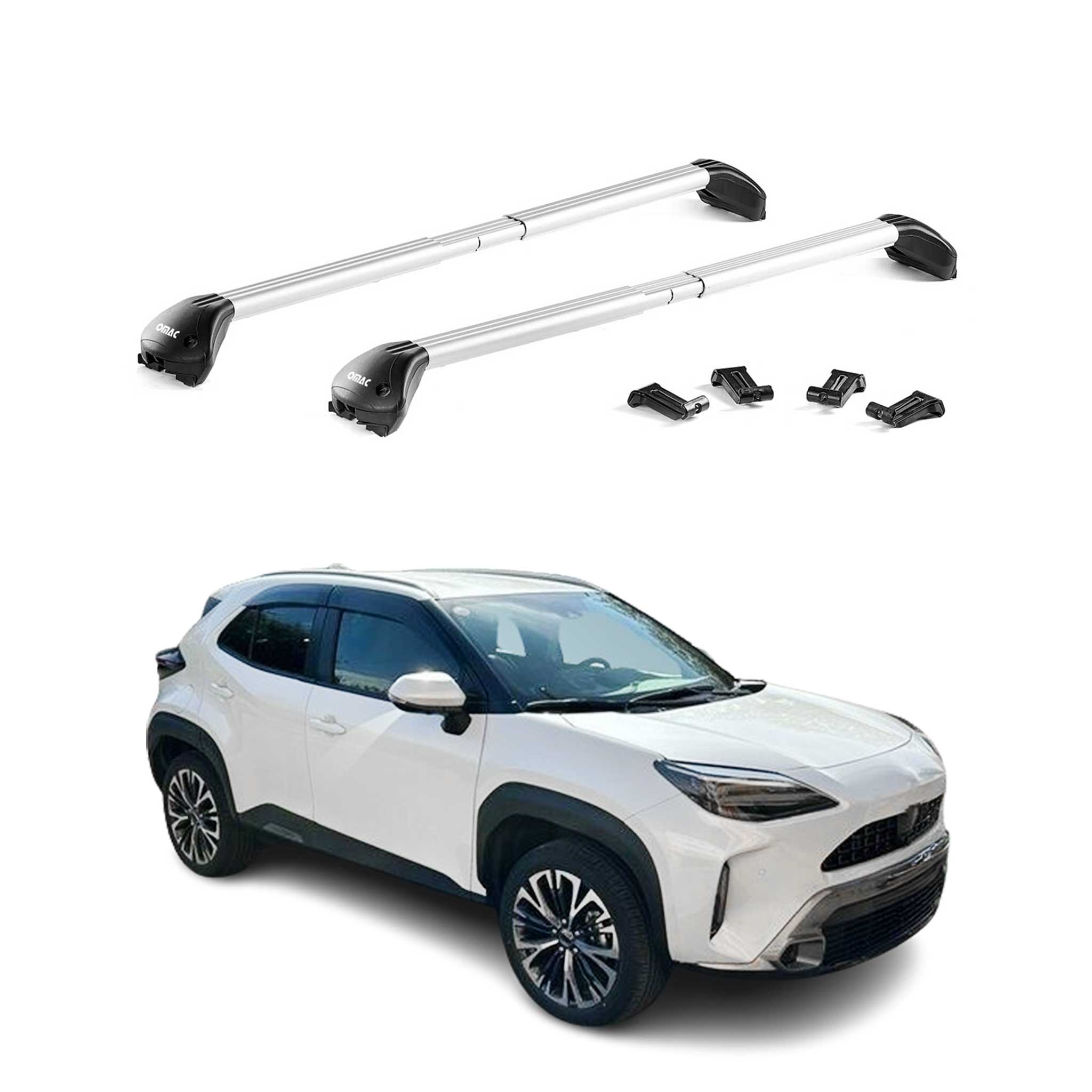 Barres de toit transversales pour Toyota Yaris Cross 2021-2026 Alu Gris 2Pcs ABE