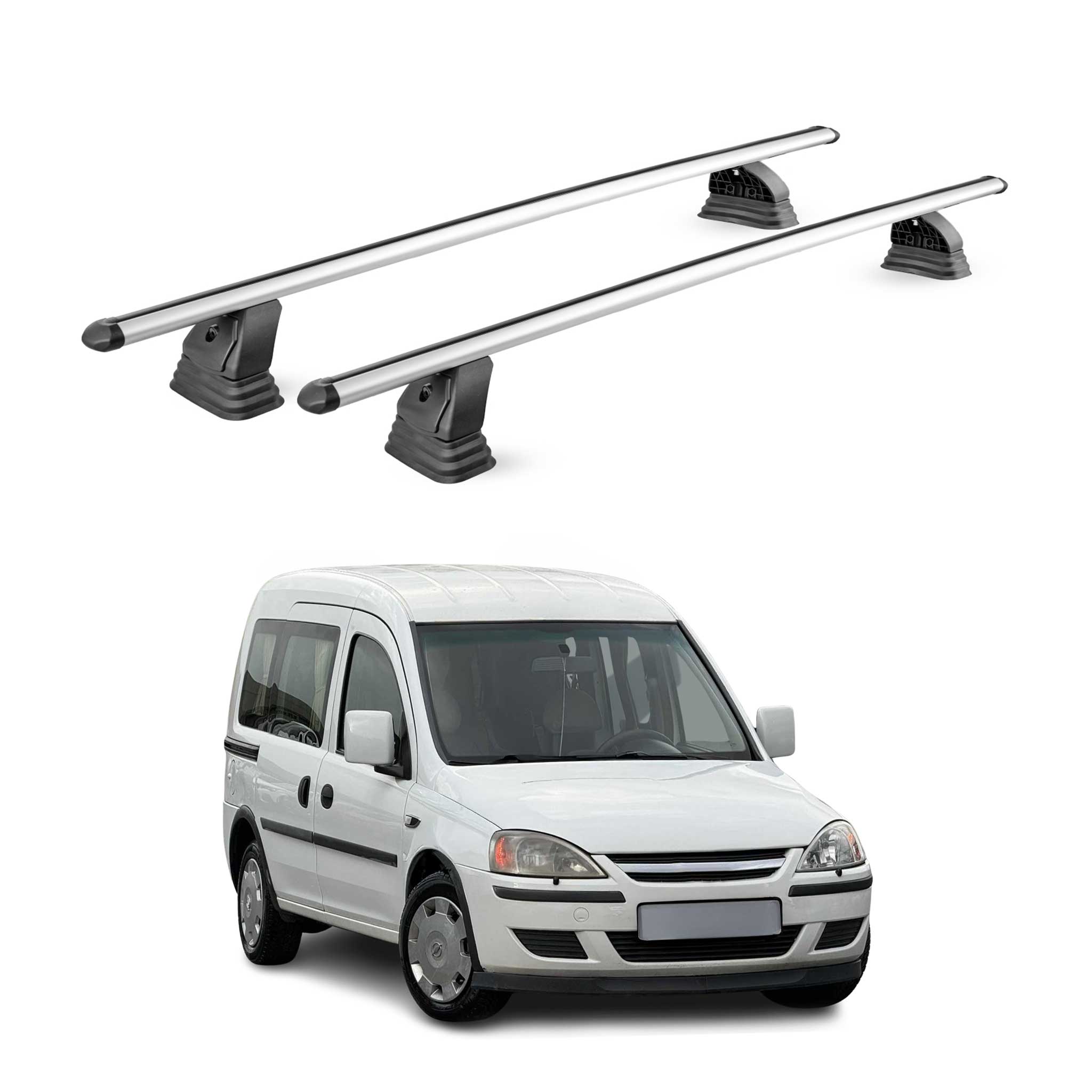 Barres de toit transversales Alu pour Opel Combo C 2001-2012 TÜV 75 kg Gris 2Pcs
