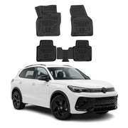 Tapis de sol pour VW Tiguan Allspace 2017-2024 Noir 3D en TPE 4Pcs