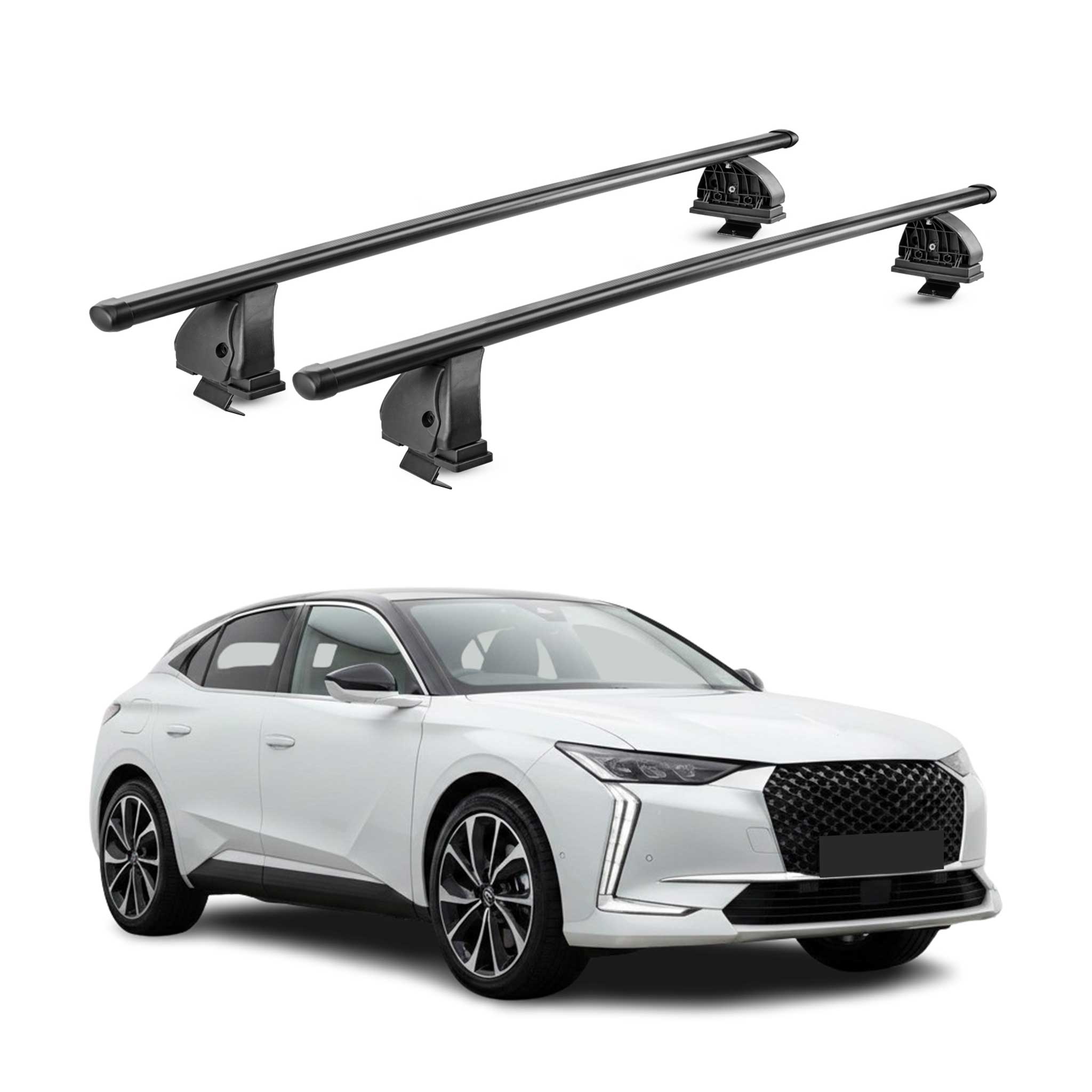Barres de toit transversales acier pour DS 4 2021-2026 TÜV 75 kg Noir 2Pcs