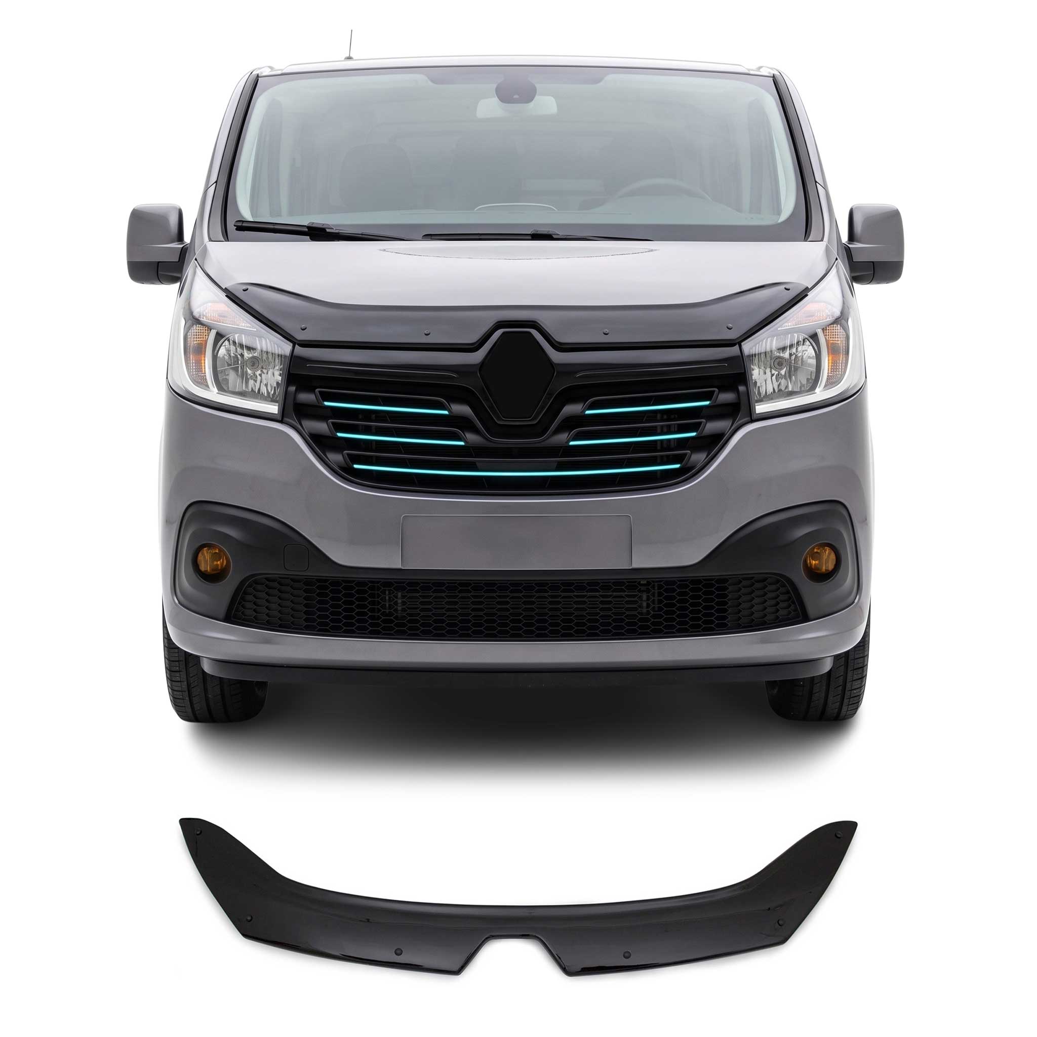 Deflecteurs d'air capot de voiture pour Renault Trafic 2014-2019 Pre-FL Noir
