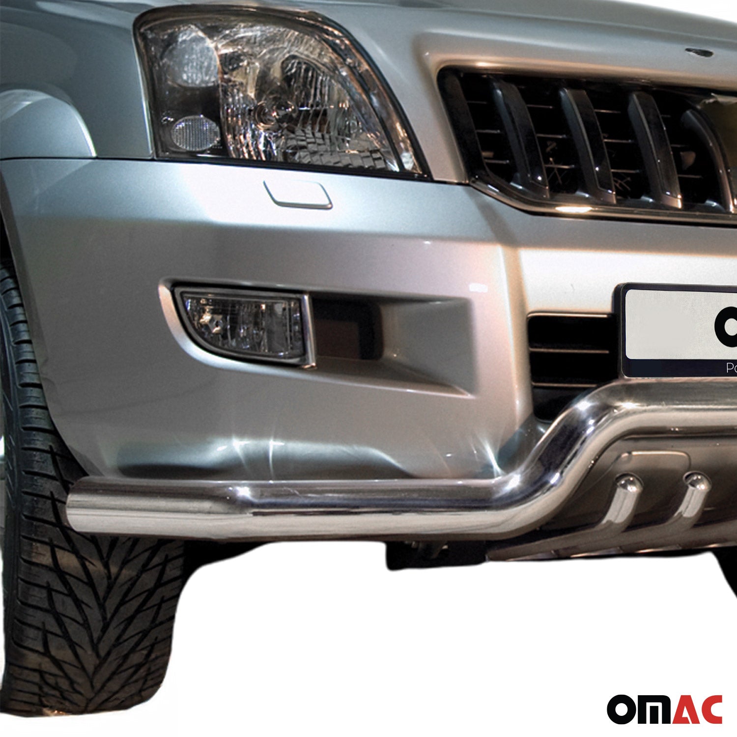 Pare-Buffle Avant Pour Toyota Land Cruiser 120 2003-2009 Inox Argent