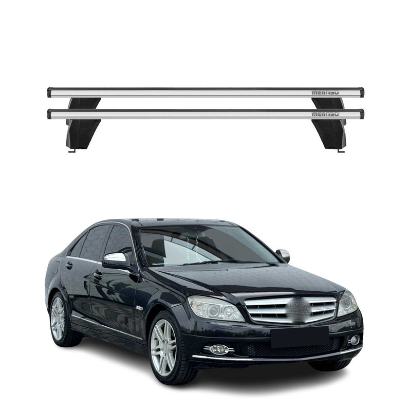 Menabo Barres de toit Transversales pour Mercedes Classe C W204 2007-2013 Gris