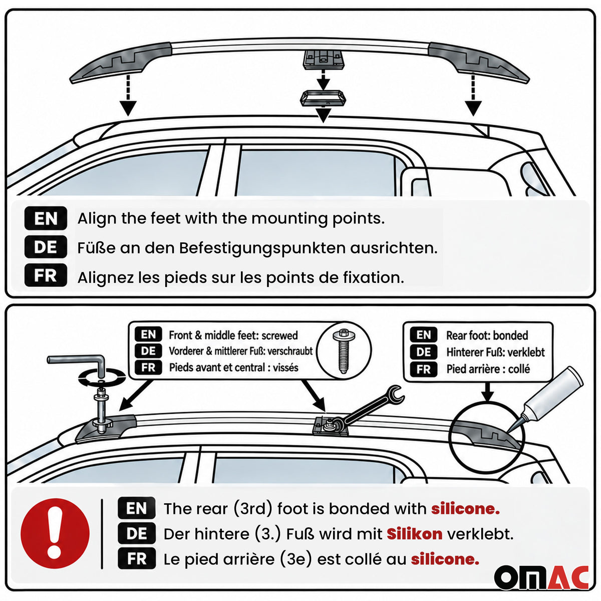 Barres de toit longitudinales pour Peugeot 3008 2009-2016 Aluminium Noir