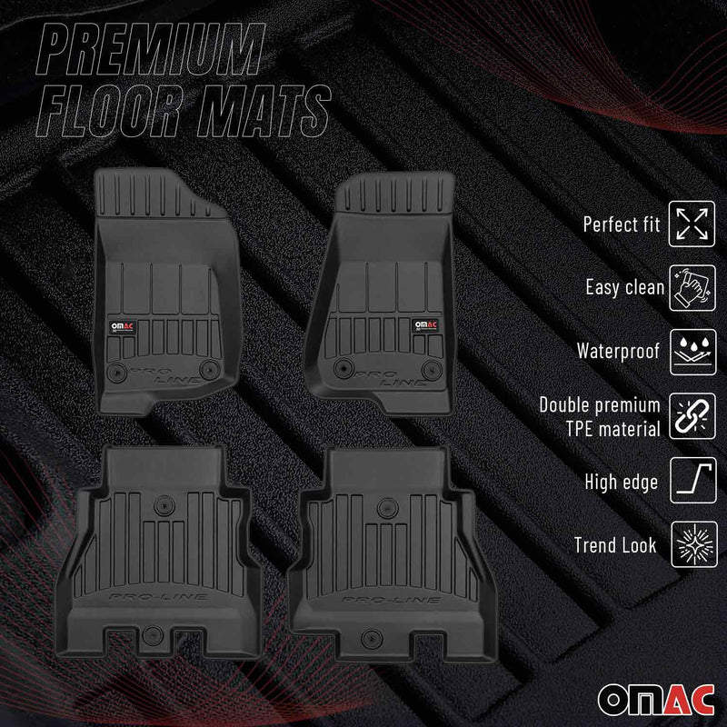OMAC Tapis de sol en caoutchouc pour Jeep Wrangler 2018-2025 Noir Premium