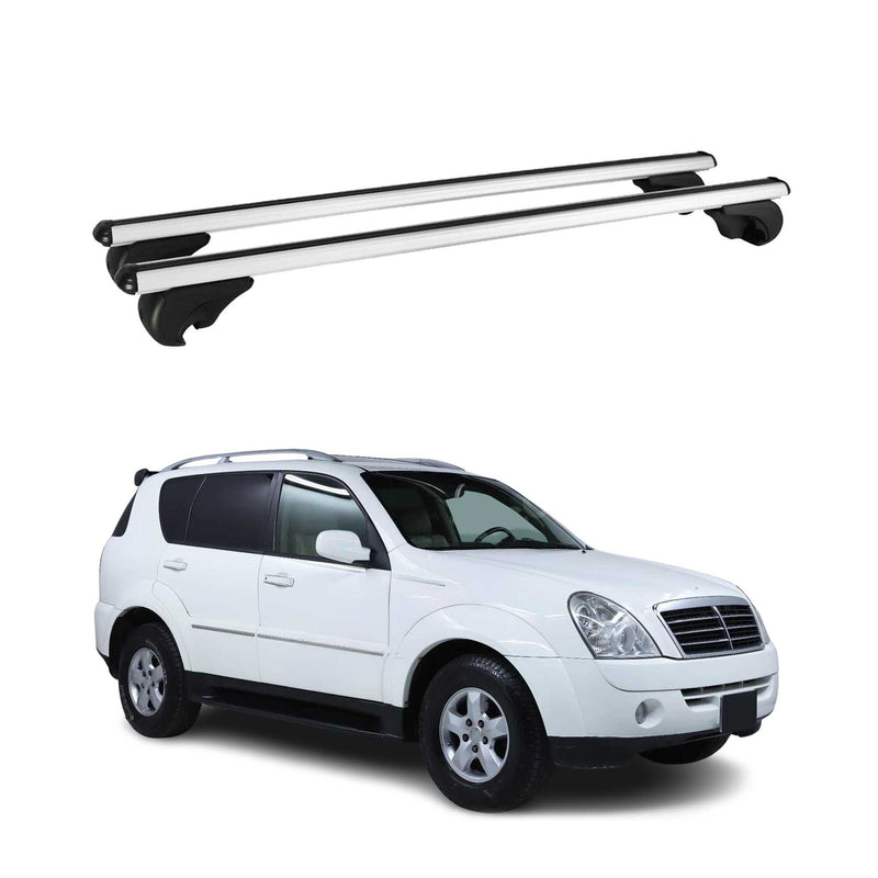 Barres de toit Transversales pour Ssangyong Rexton 2001-2012 Aluminium Argent