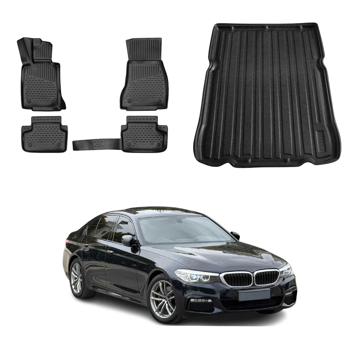OMAC Kit Tapis de Sol et Coffre pour BMW Serie 5 G30 F90 Berline 2017-2024