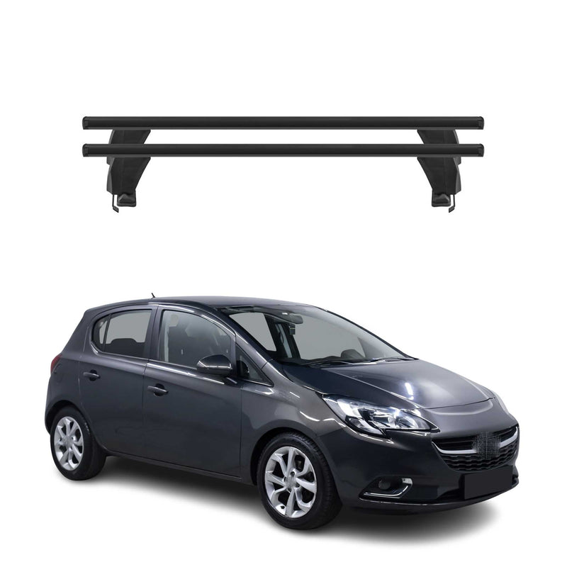 Menabo Barres de toit Transversales pour Opel Corsa 2015-2019 Alu Noir ABE 2x