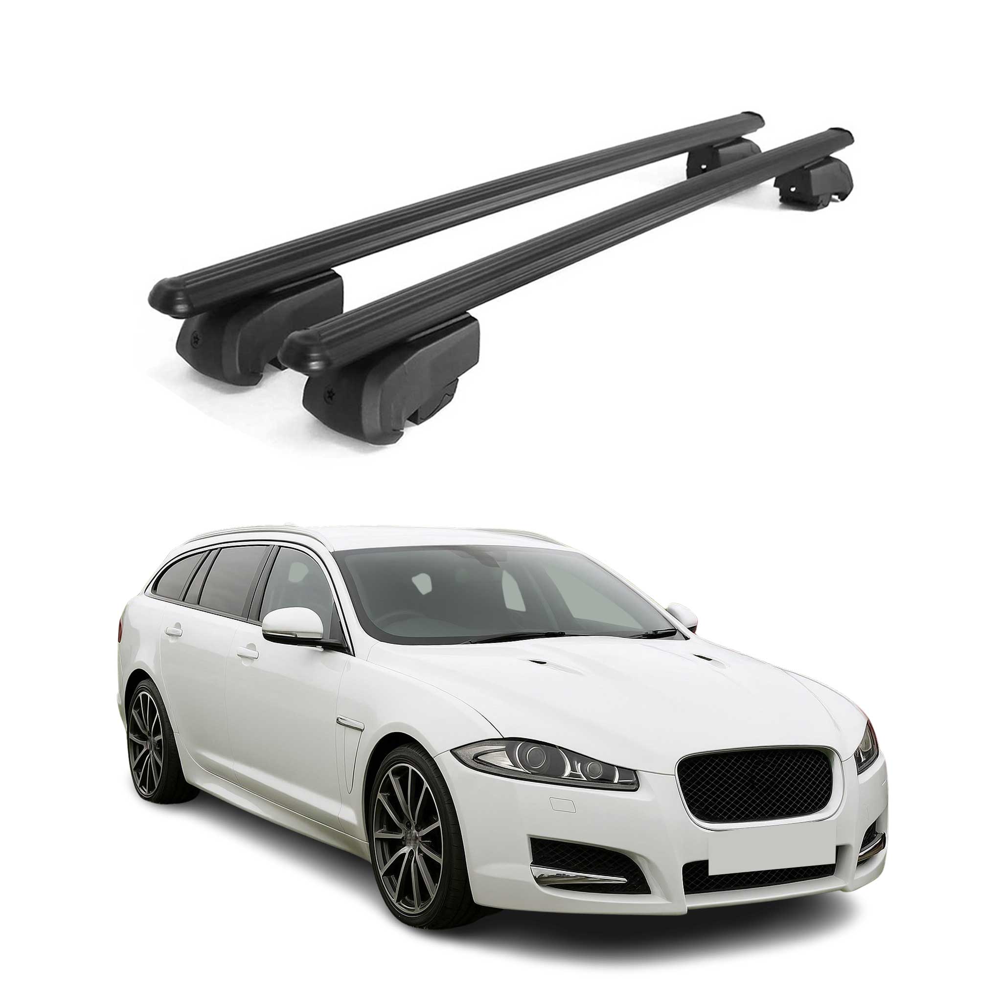 Barres de toit Transversales pour Jaguar XF Sportbrake 2018-2021 Alu ABE 2Pcs