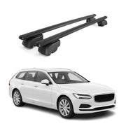 Barres de toit Transversales pour Volvo V90 2016-2025 Aluminium Noir 2Pcs