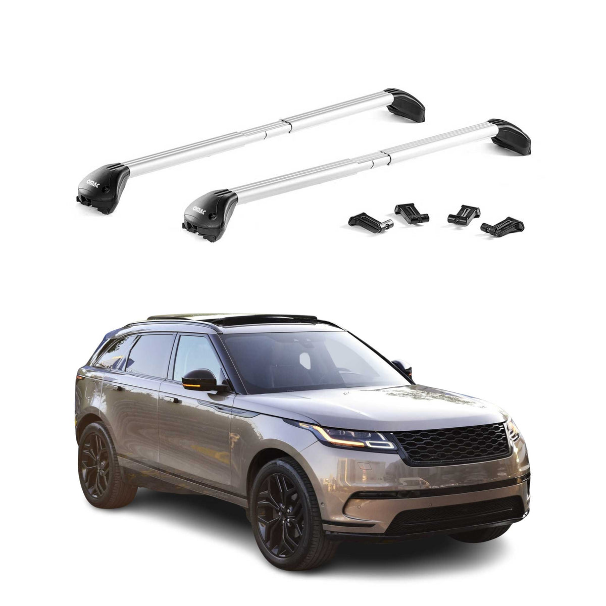 Barres de toit transversales pour Land Rover Velar 2017-2026 Alu Gris 2x