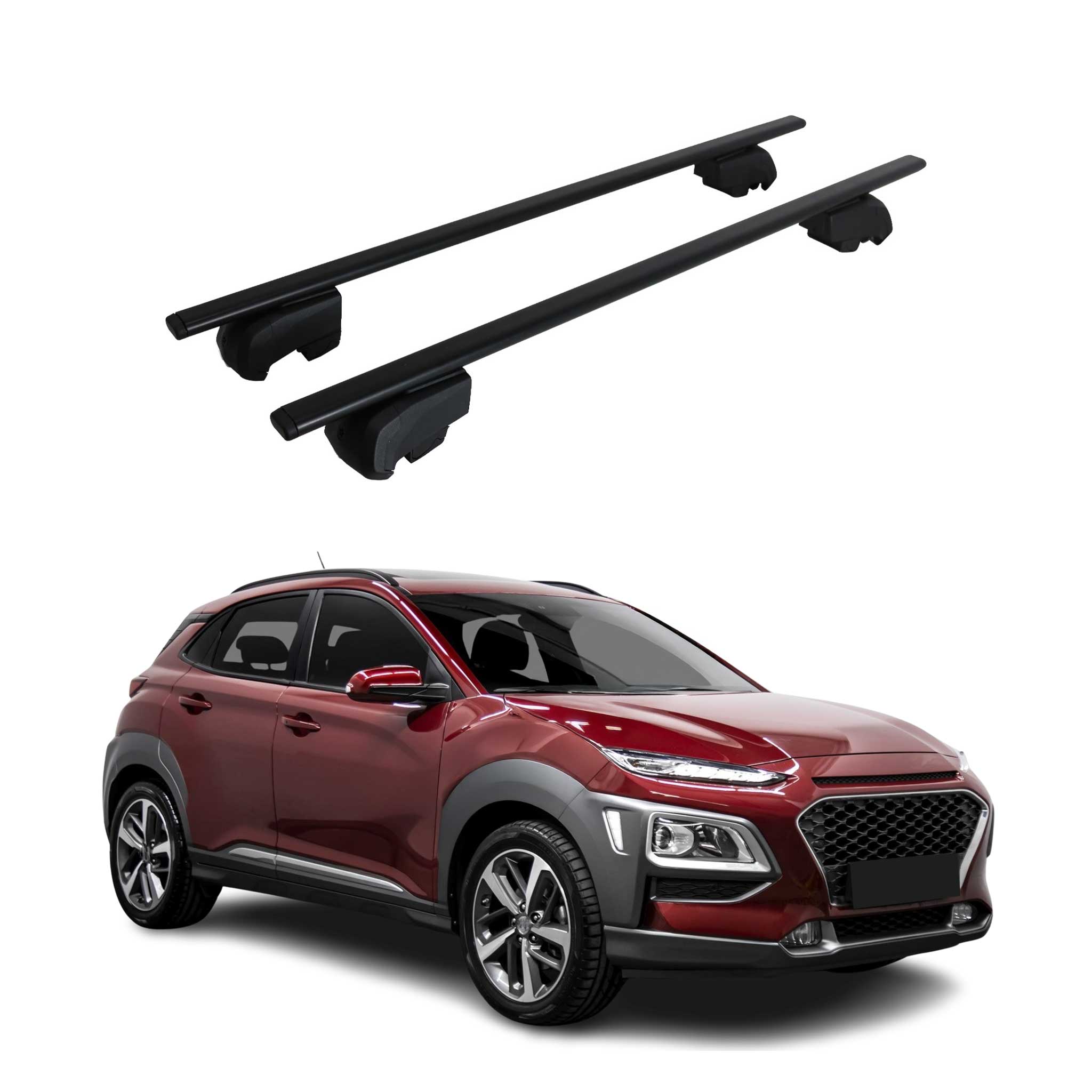 Barres de toit Transversales pour Hyundai Kona 2017-2023 Fer Noir ABE