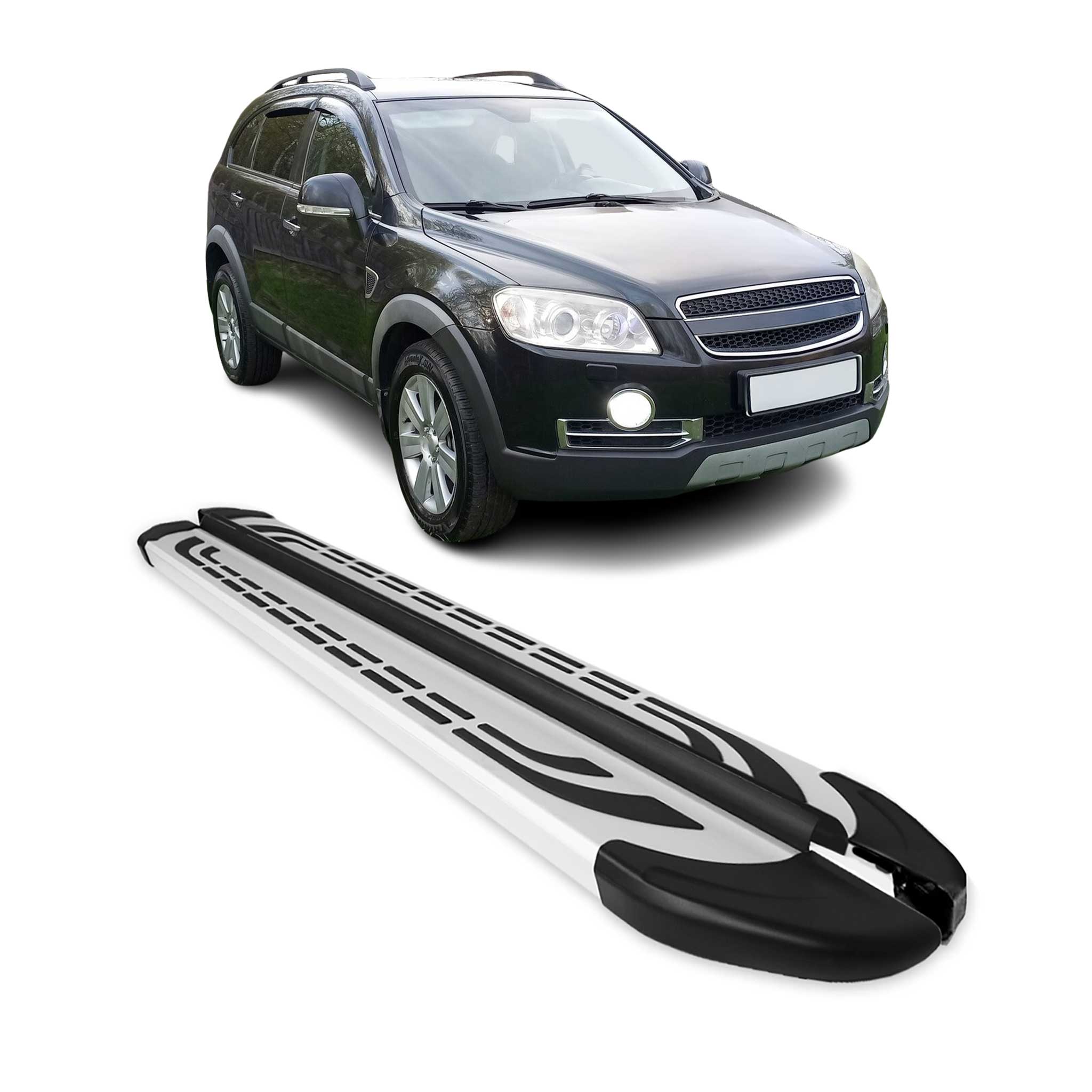 Marchepieds Latéraux pour Chevrolet Captiva 2006-2016 Aluminium Gris 2Pcs