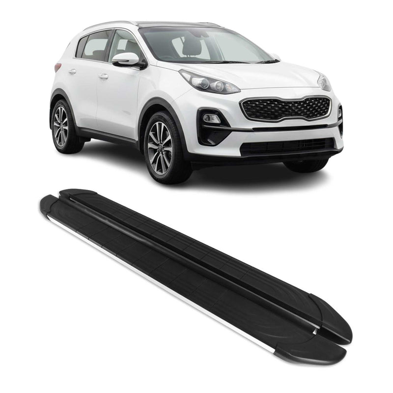 Marchepieds Latéraux pour Kia Sportage 4 2016-2021 Aluminium Gris Noir 2Pcs