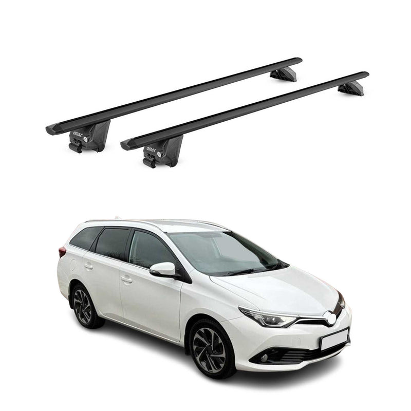 Barres de toit transversales pour Toyota Auris SW E18 2013-2018 Alu Noir 2x ABE