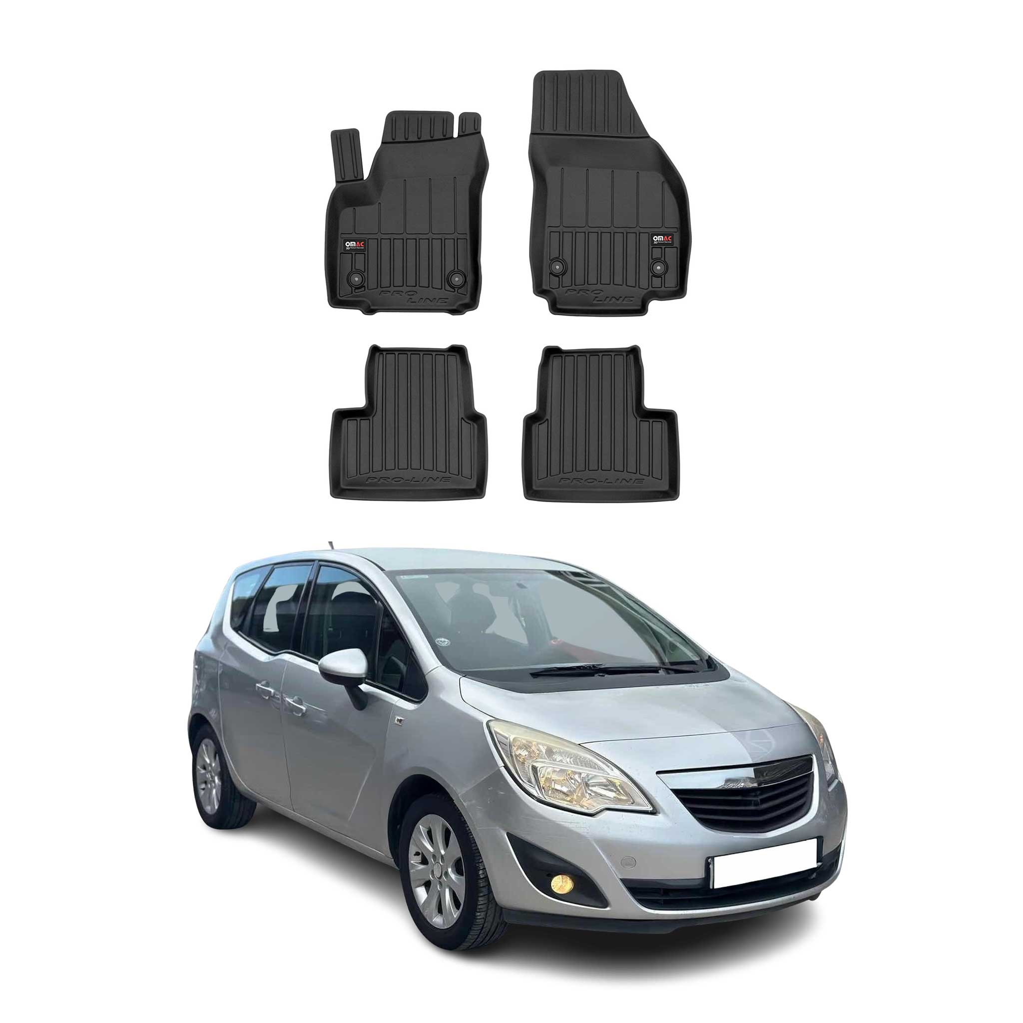 Tapis de Sol pour Opel Meriva B 2010-2017 Caoutchouc TPE Noir