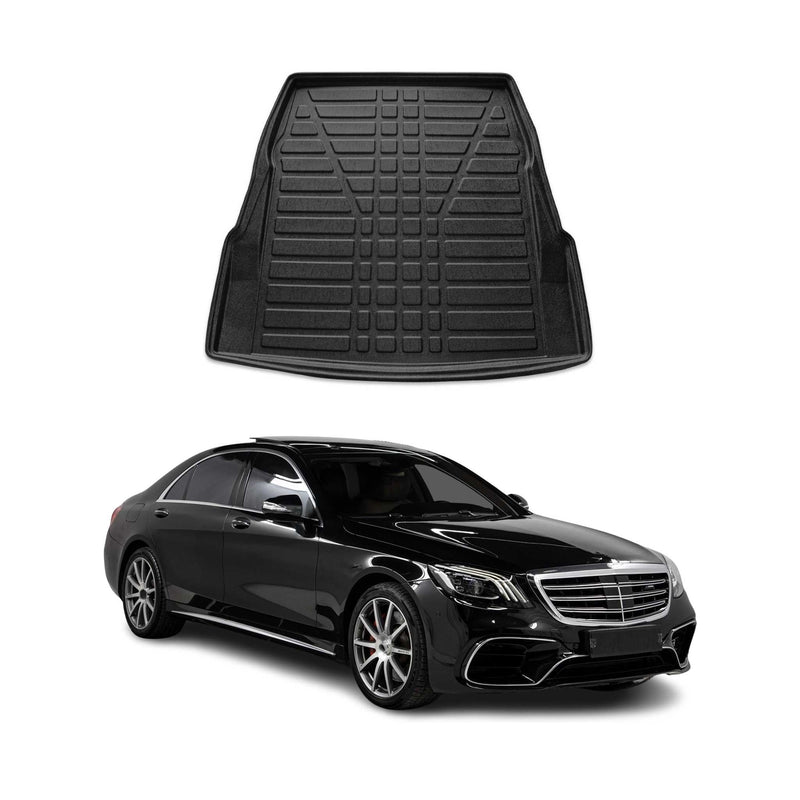 Tapis de Coffre pour Mercedes Classe S W222 2014-2018 Berline en TPE Noir