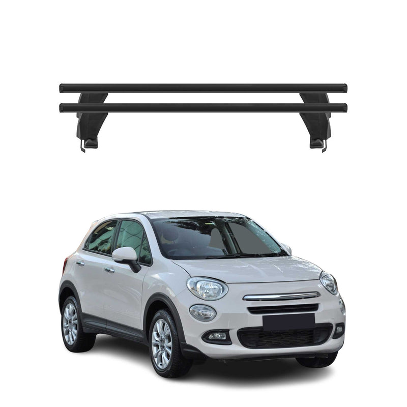 Menabo Barres de toit Transversales pour Fiat 500X 2015-2025 Alu Noir ABE 2x