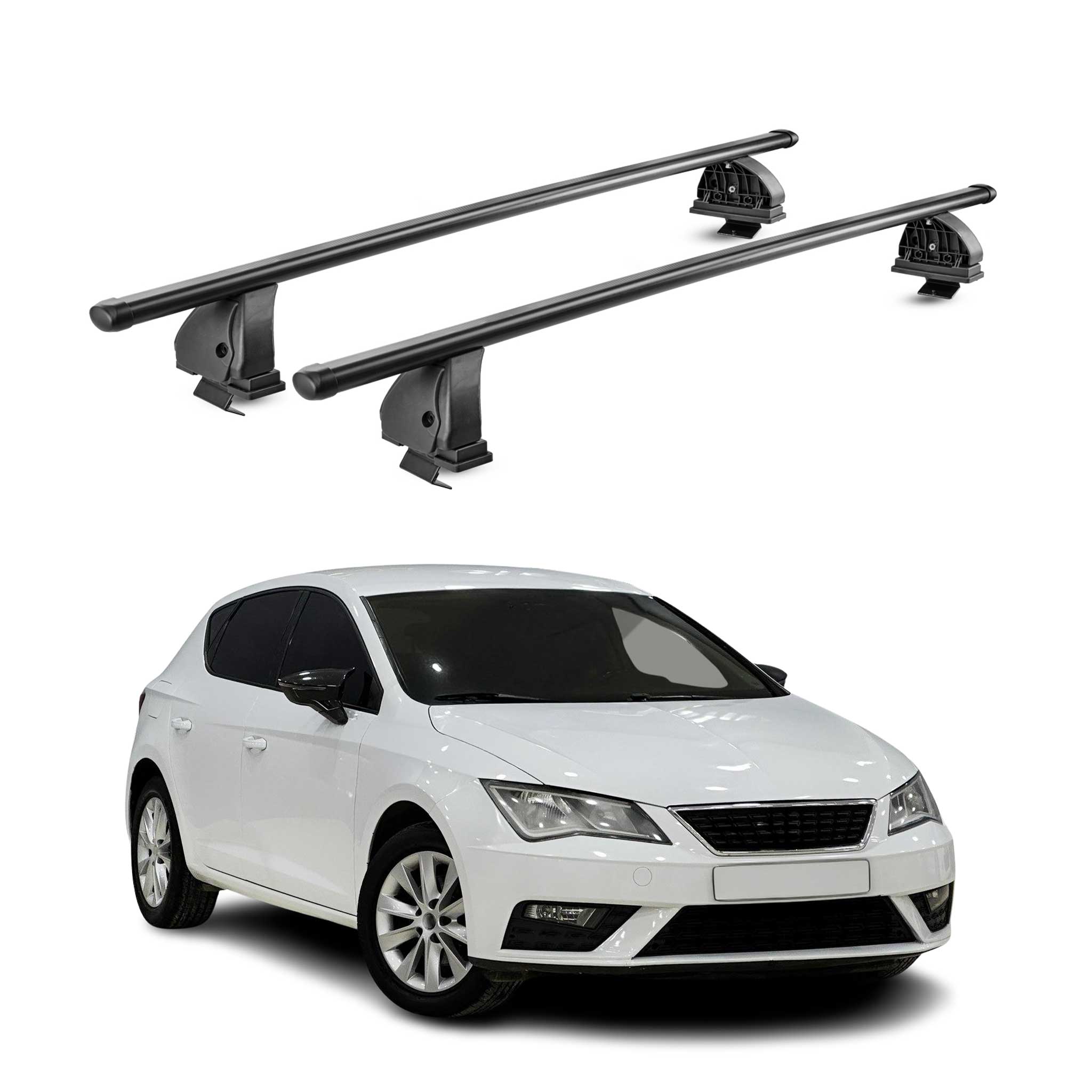 Barres de toit transversales acier pour Seat Leon III 2012-2020 TÜV Noir 2Pcs