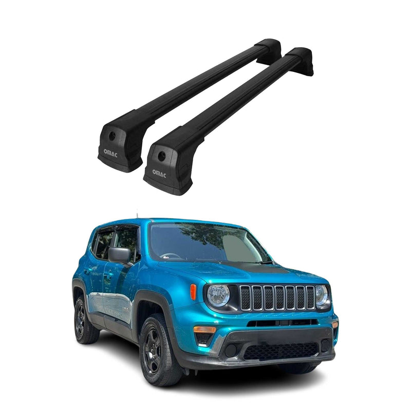 Barres de toit transversales pour Jeep Renegade 2014-2025 Aluminium Noir 2 pcs
