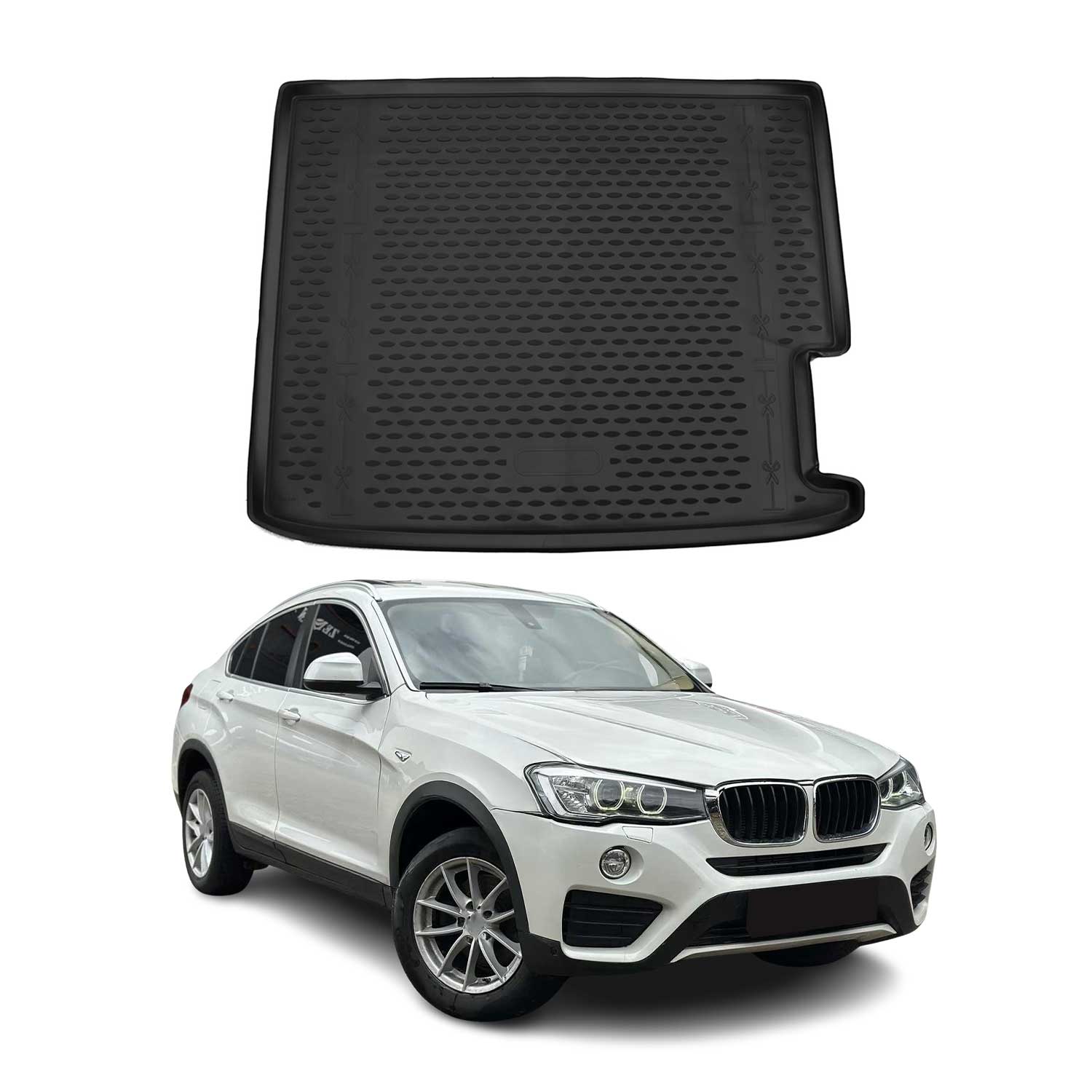 OMAC Tapis de coffre pour BMW X4 F26 2014-2018 en caoutchouc Noir