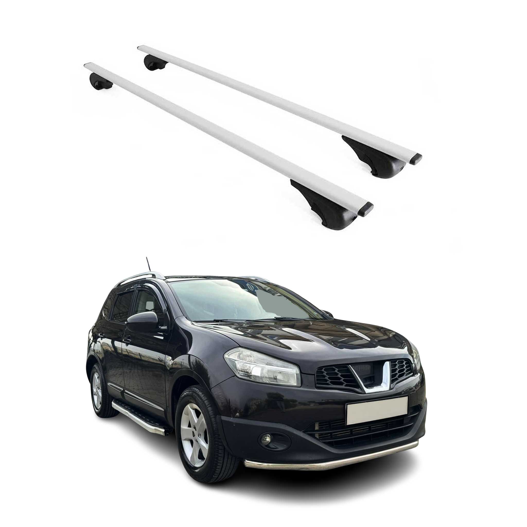 Barres de toit Transversales pour Nissan Qashqai 2007-2014 Fer Argent