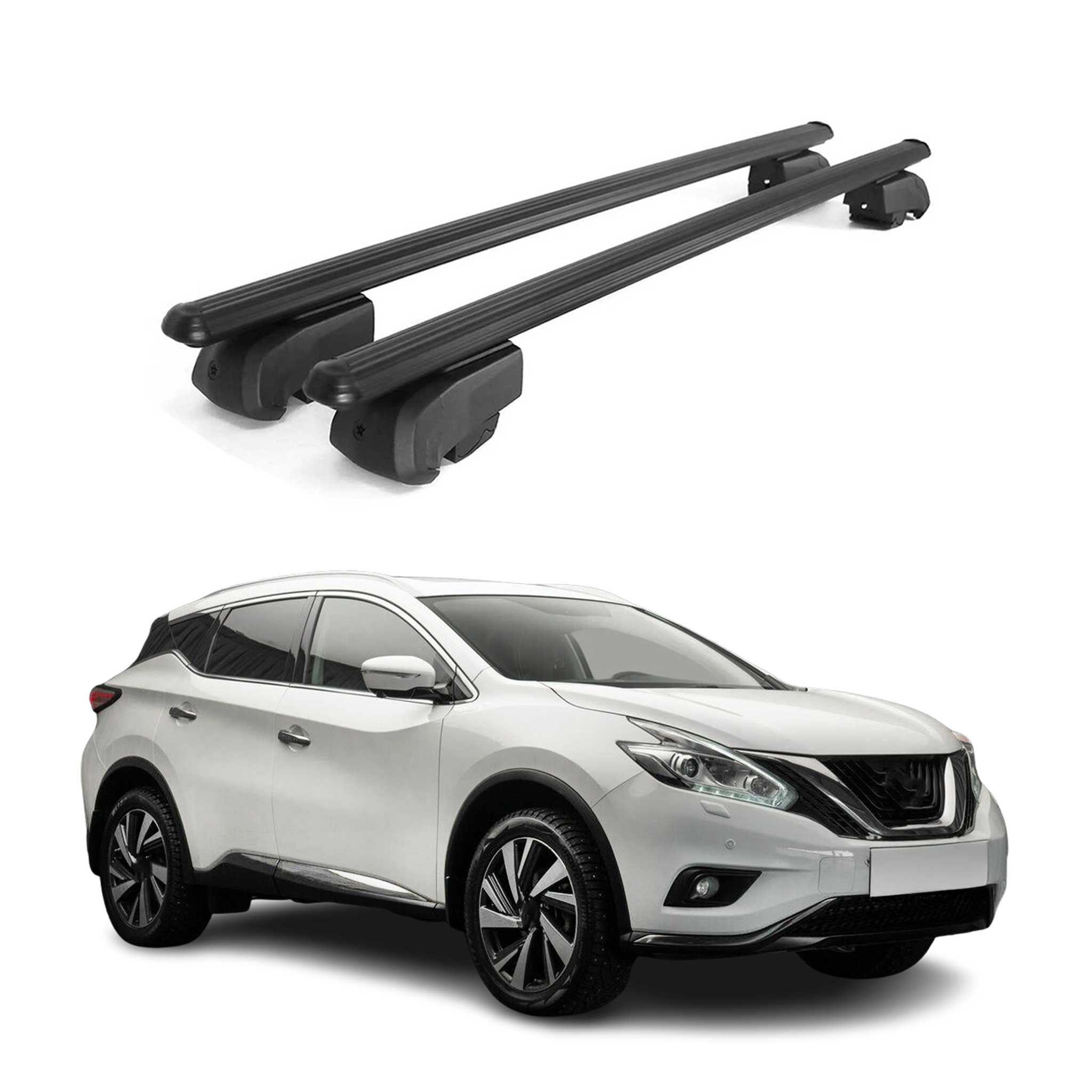 Barres de toit Transversales pour Nissan Murano III 2015-2024 Aluminium Noir 2x