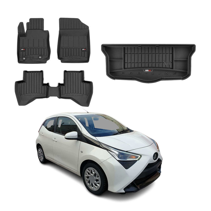 Kit Tapis de Sol et Coffre pour Toyota Aygo 2014-2022 TPE Noir