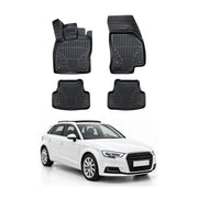 Tapis de sol pour Audi A3 2013-2020 Noir 3D en Caoutchouc TPE 4Pcs
