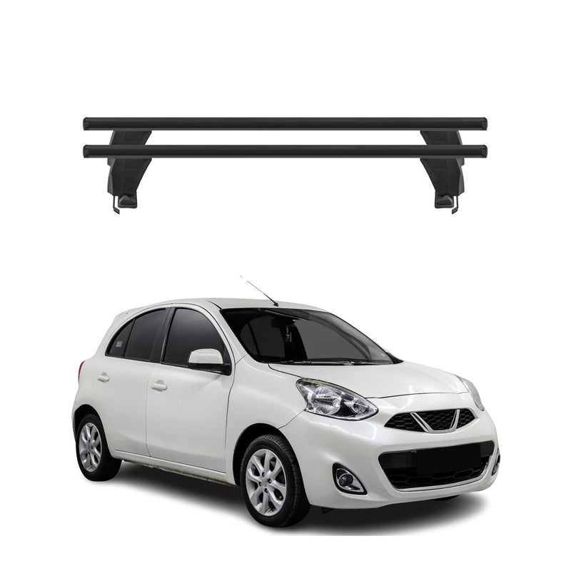 Menabo Barres de toit Transversales pour Nissan Micra 2017-2025 Noir ABE 2x