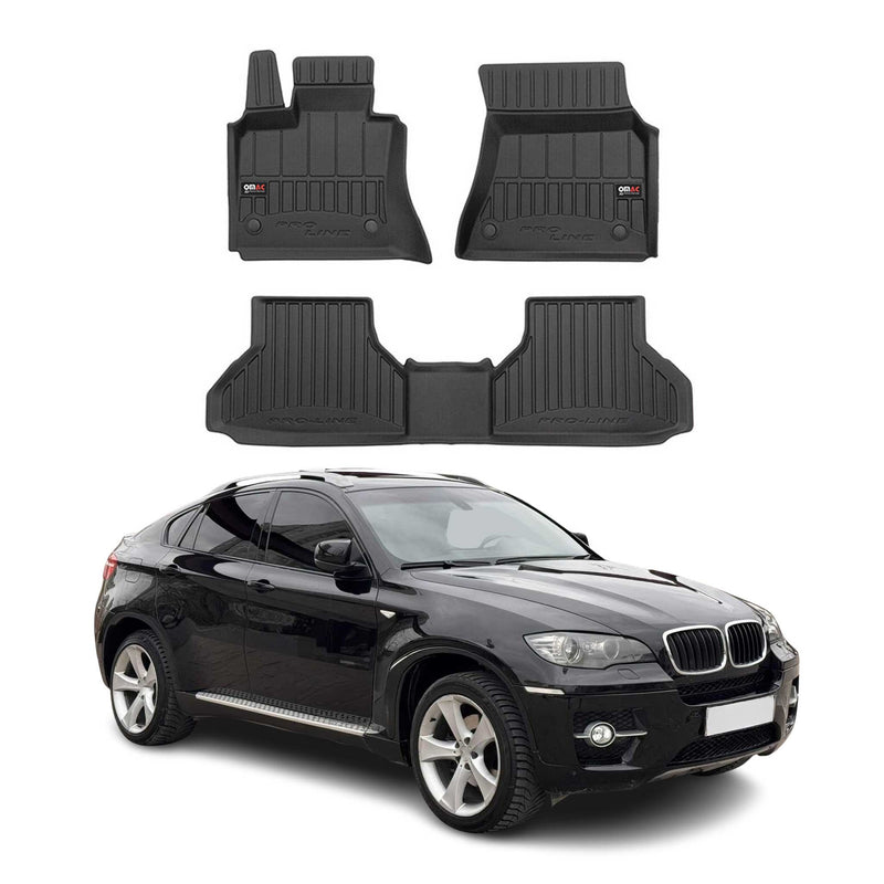 OMAC Tapis de sol caoutchouc pour BMW X6 E71 E72 2007-2014 Noir Premium