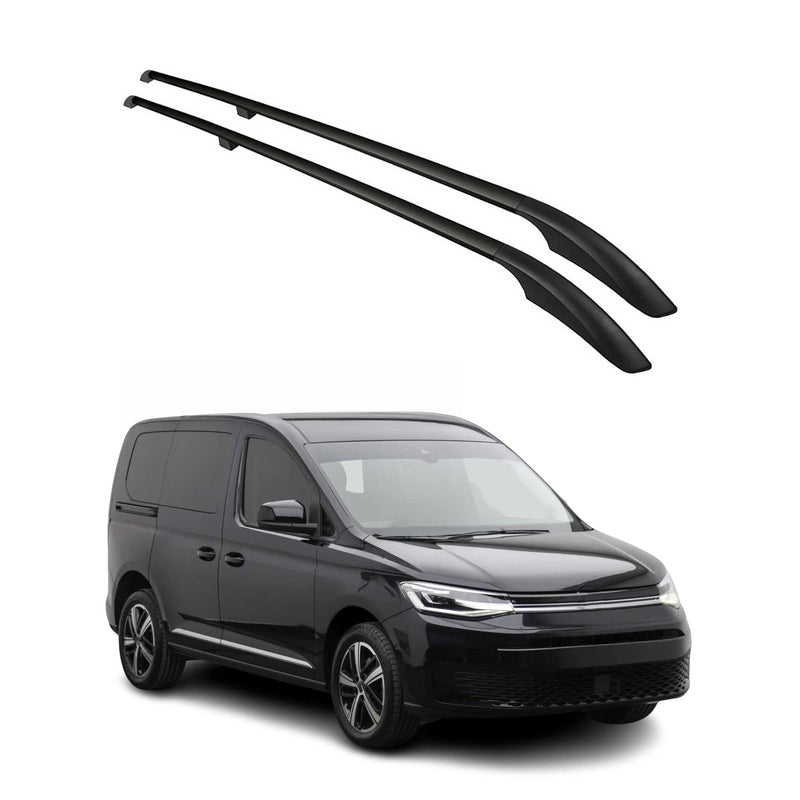 Barres de toit longitudinales pour VW Caddy 2021-2025 L1 Aluminium Noir 2x