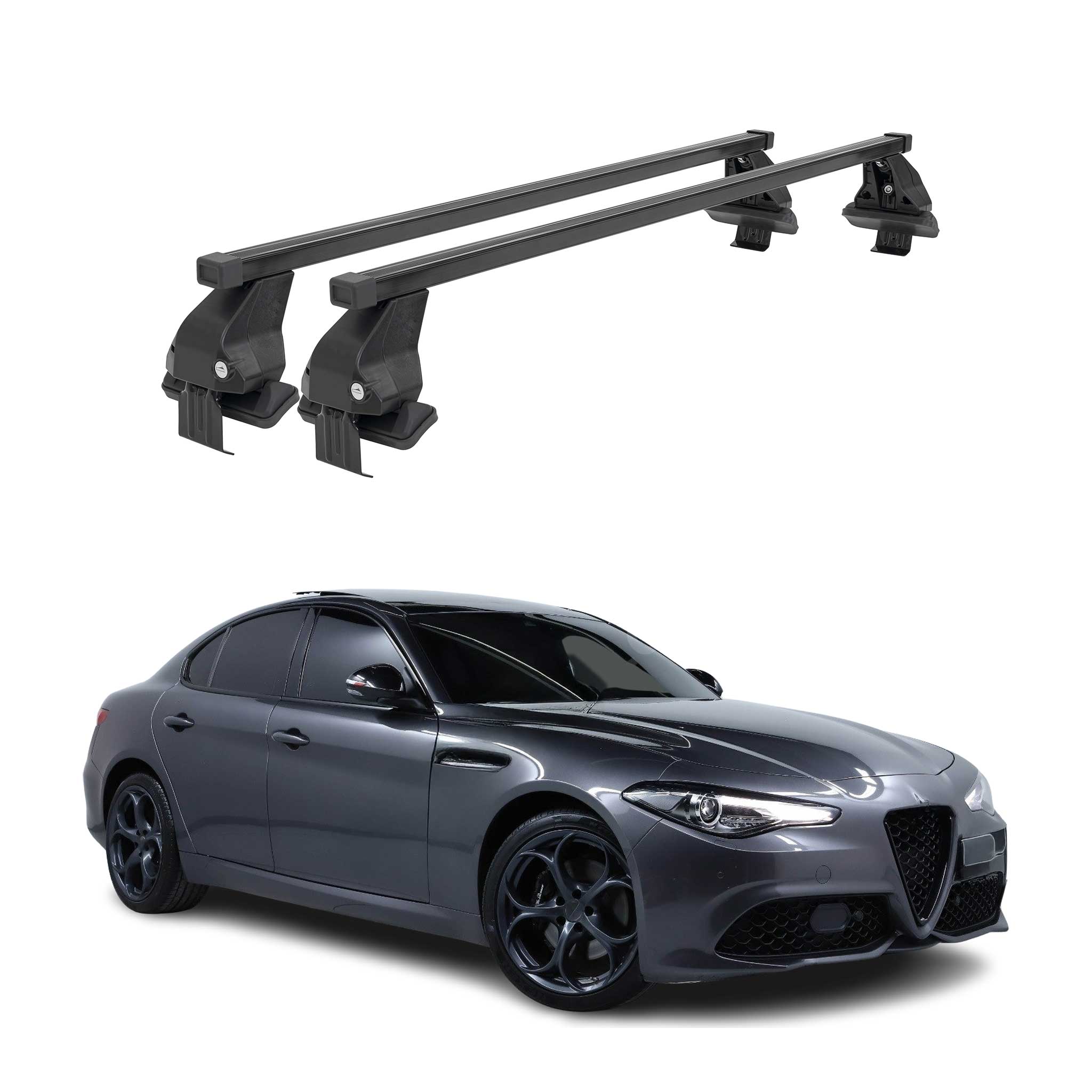 Barres de toit transversales Menabo pour Alfa Romeo Giulia 2016-2025 Noir