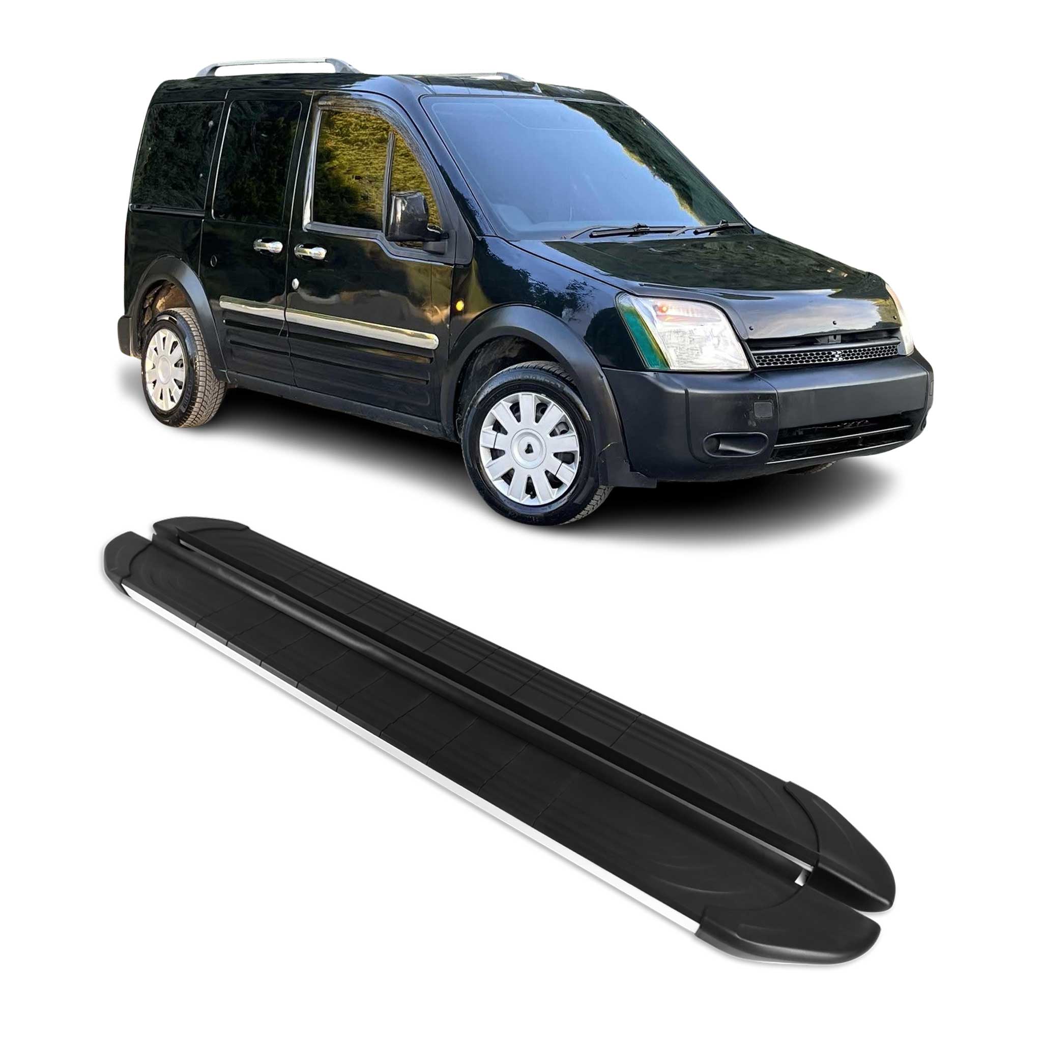 Marchepieds Latéraux pour Ford Connect 2002-2013 Alu Gris Noir L1 Court 2Pcs