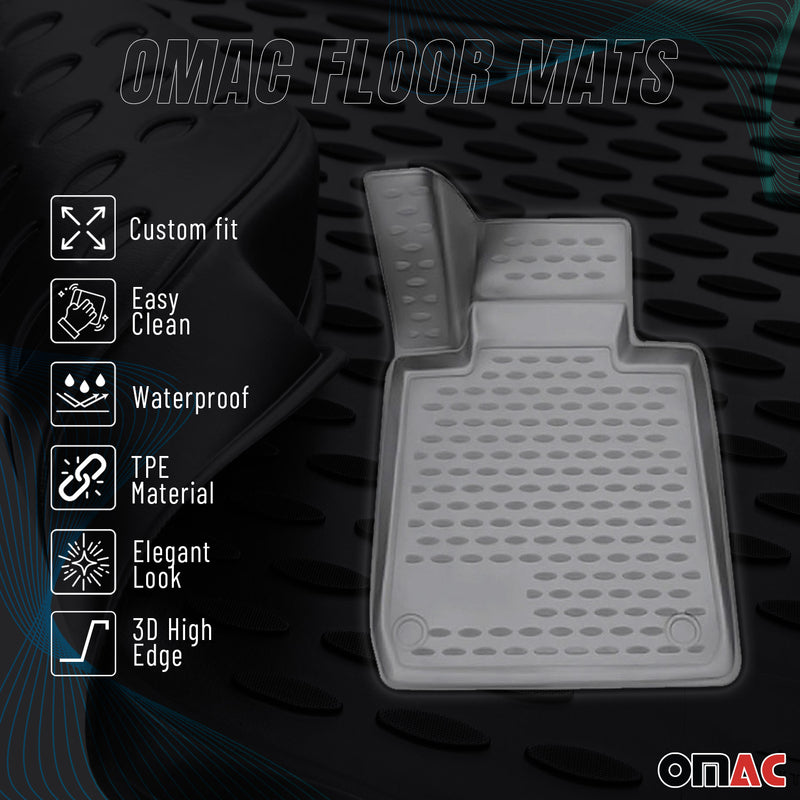 OMAC 3D Tapis de sol pour Audi A5 8T3 8F7 Cabrio Coupé 07-17 caoutchouc TPE Gris