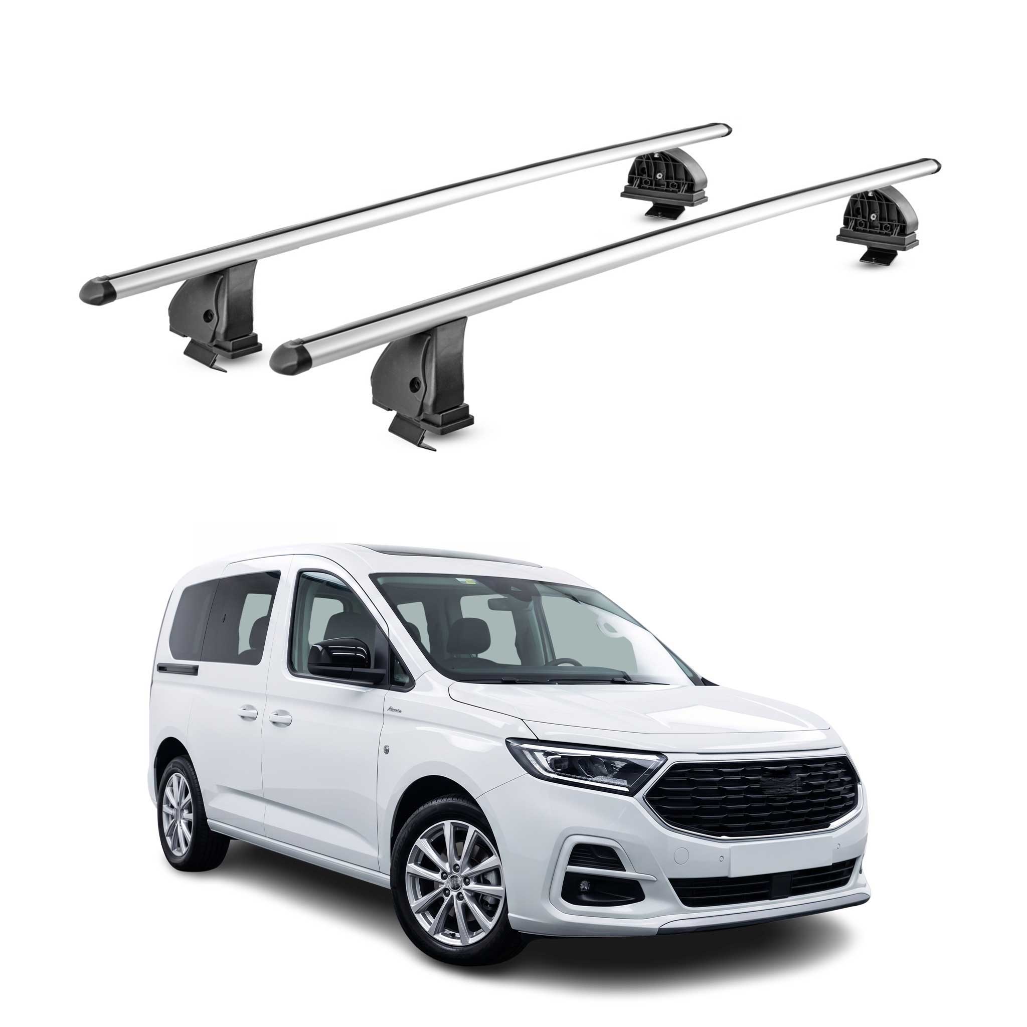 Barres de toit Aluminium pour Ford Tourneo Connect III 2022-2026 TÜV Gris 2Pcs