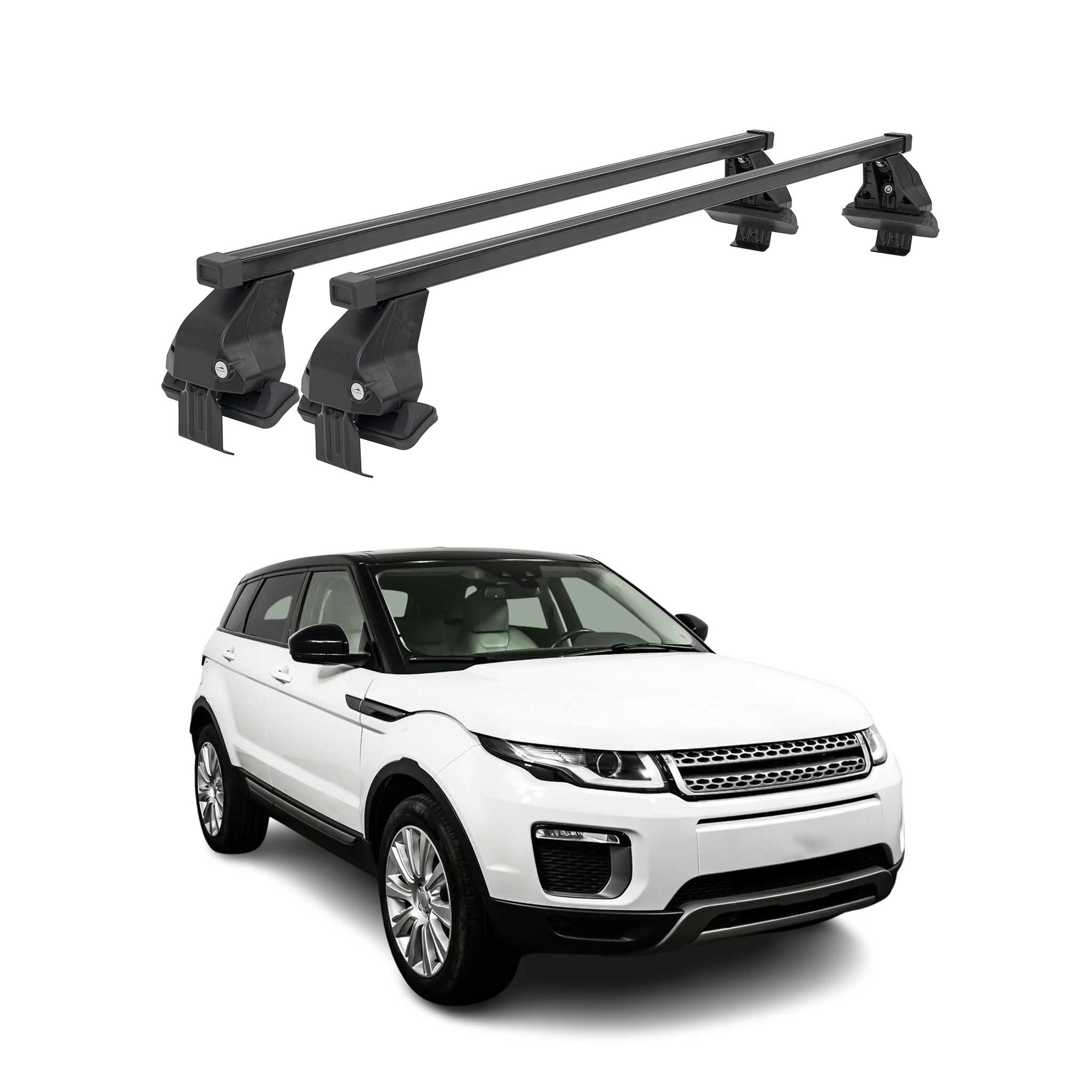 Barres Transversales Menabo pour Range Rover Evoque 2011-2018 Noir