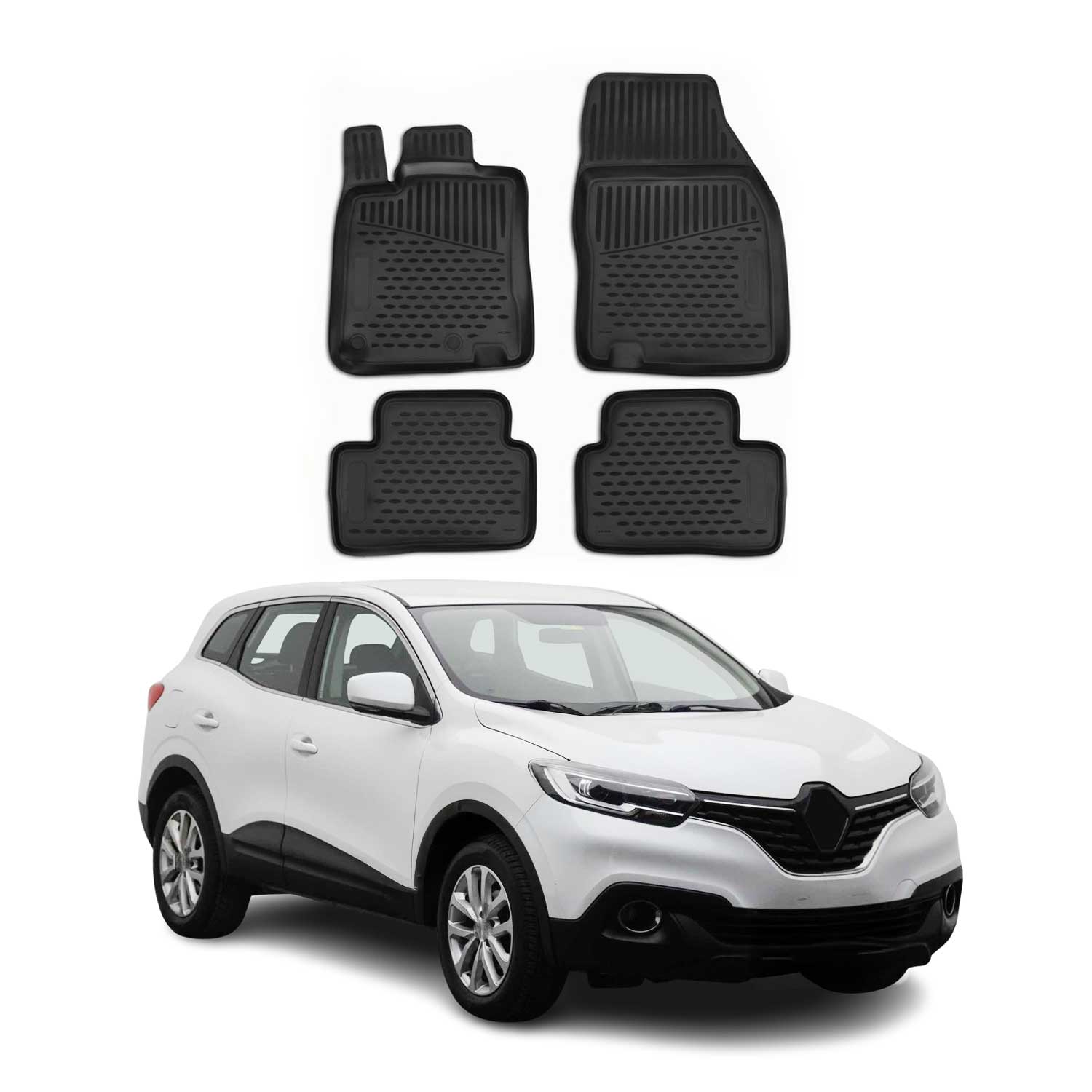 OMAC Tapis de sol pour Renault Kadjar 2015-2023 sur mesure en caoutchouc Noir