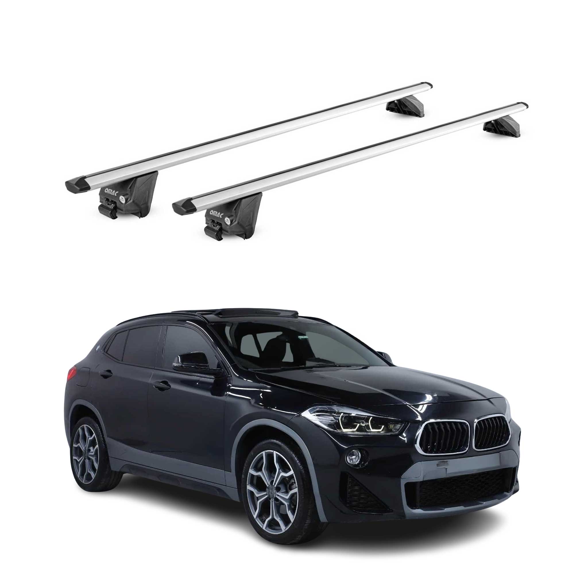 Barres de toit transversales pour BMW X2 F39 2019-2023 Alu Gris Argenté 2x ABE