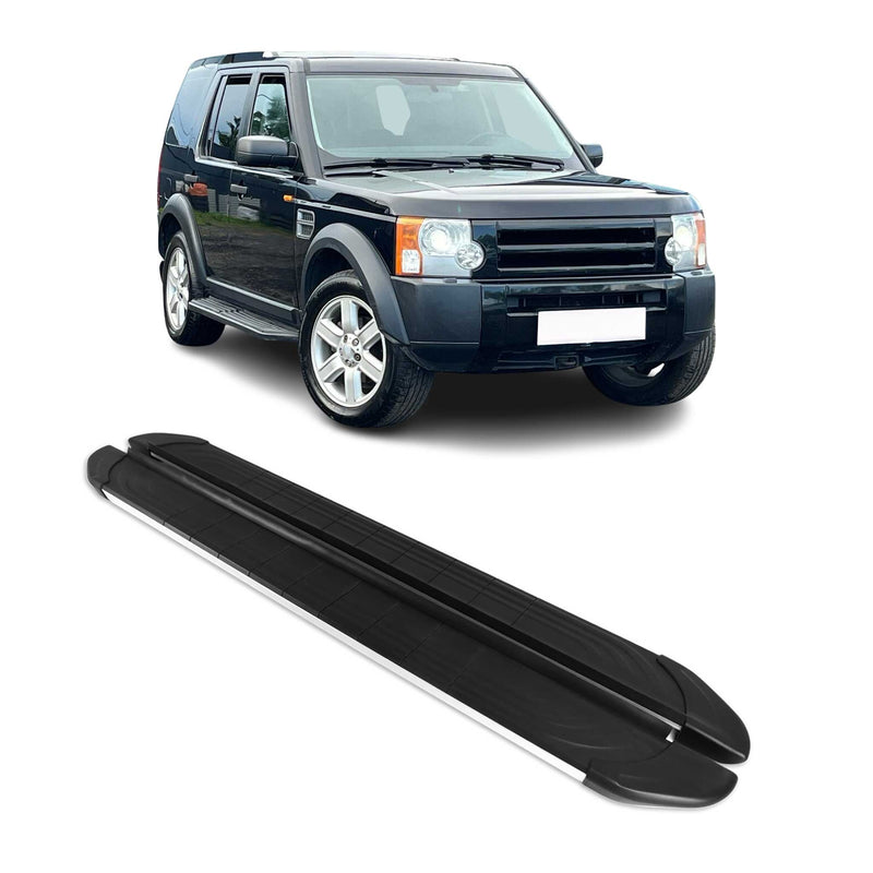 Marchepieds Latéraux pour Land Rover Discovery III 2004-2009 Alu Gris Noir 2Pcs