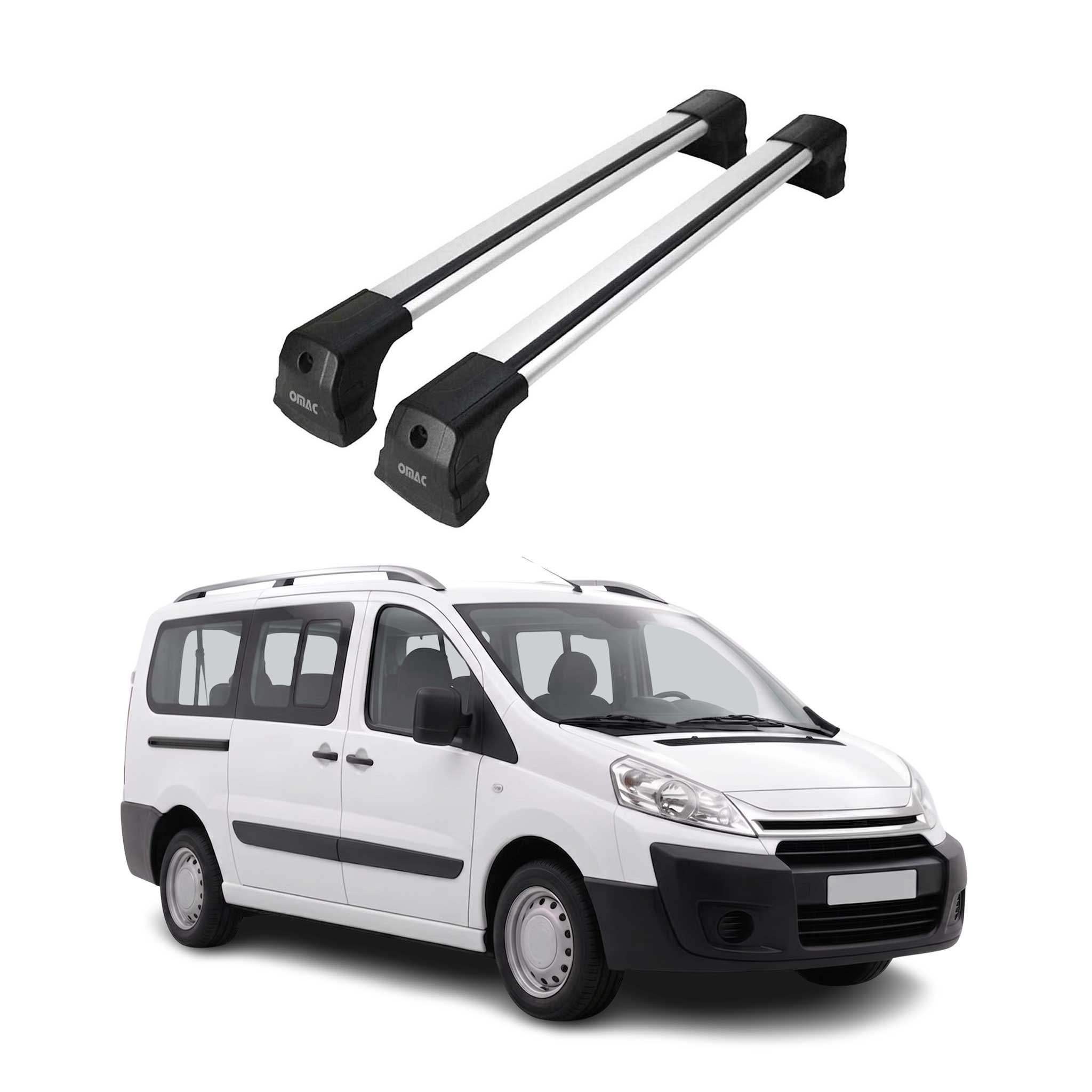 Barres de toit transversales pour Citroen Jumpy II 2007-2016 Aluminium Gris 2x