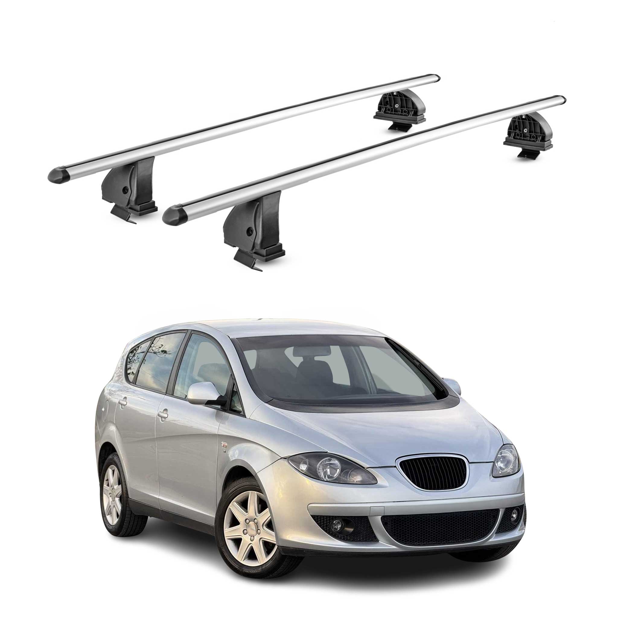 Barres de toit transversales Alu pour Seat Altea 2004-2015 TÜV 75 kg Gris 2Pcs