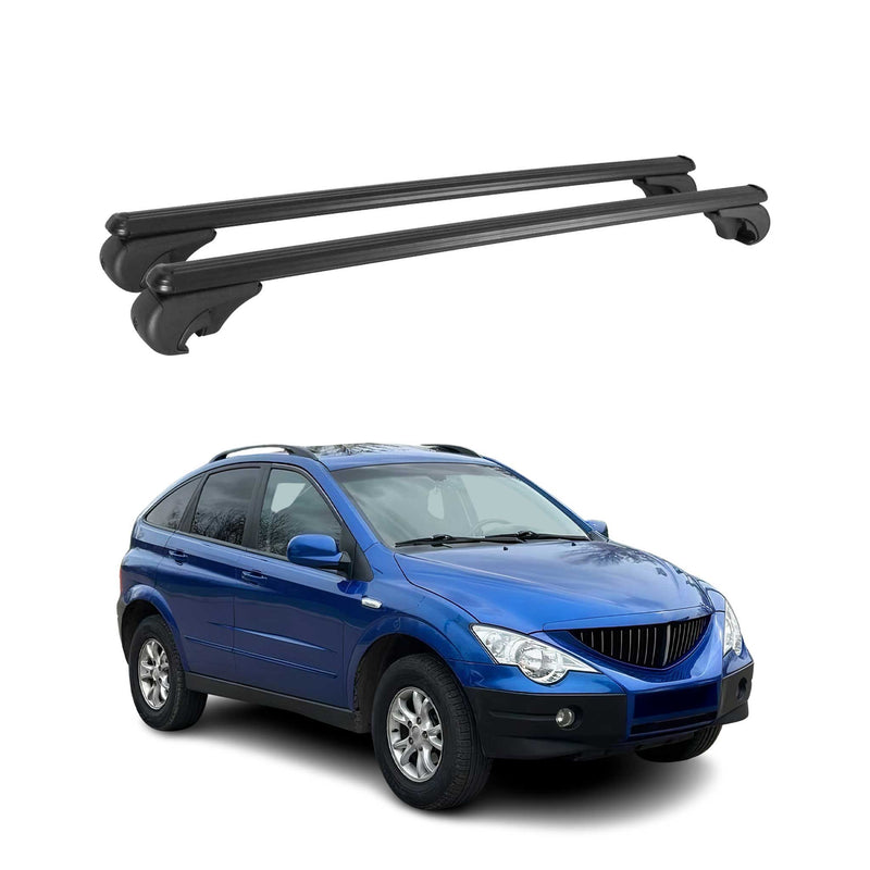 Barres de toit Transversales pour Ssangyong Actyon 2006-2011 Aluminium Noir