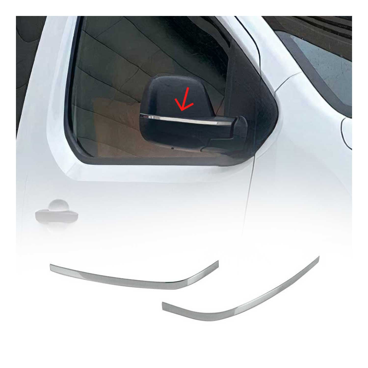 Coques de Rétroviseurs pour Opel Vivaro 2014-2019 en Acier Chromé Argent