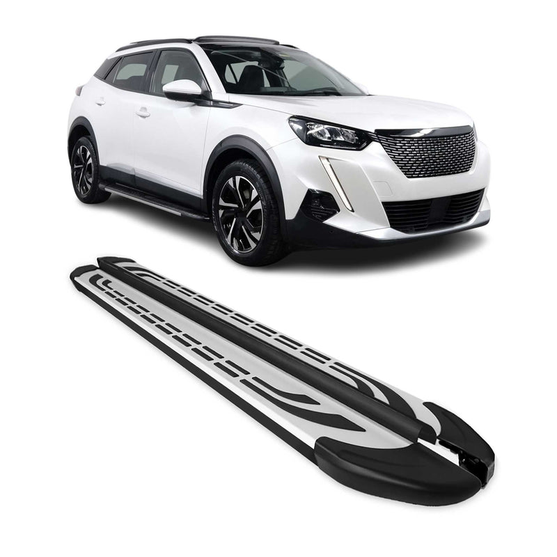 Marchepieds Latéraux pédale pour Peugeot 2008 2020-2024 Aluminium Gris Noir 2x